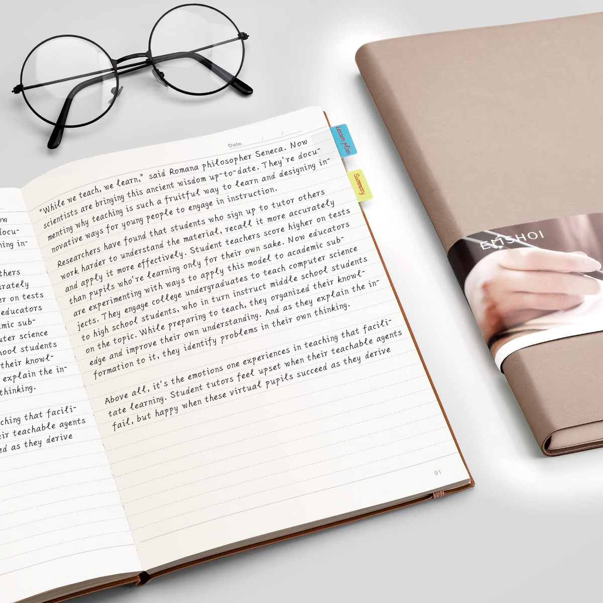 EMSHOI Lined Journal Notebook, 204 Numbered Pages, B5 Size (7.5'' x 10'')
