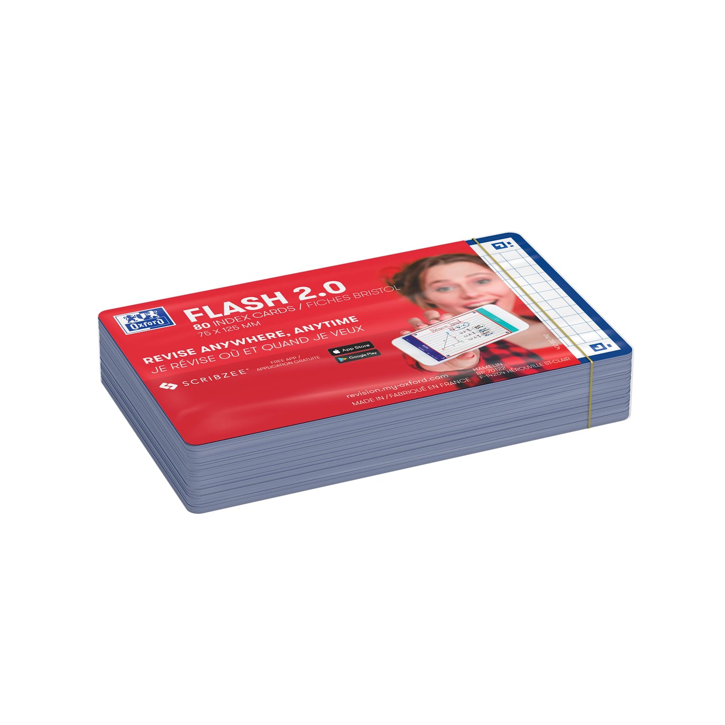 Oxford Flash 2.0-80 Bristol Flash Cards 7.5 x 12.5 cm Small Squares Navy Blue Frame