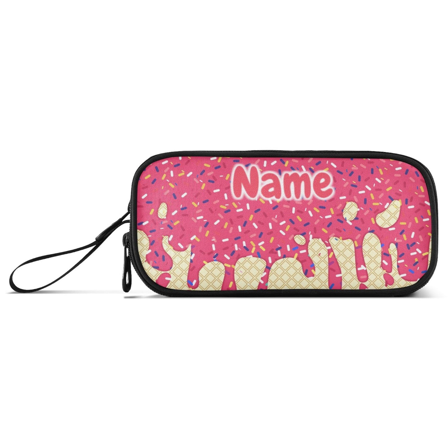 BOENLE Custom Red Ice Cream Print Pencil Case Box Boys Girls Personalized Name Large Pencil Pouch