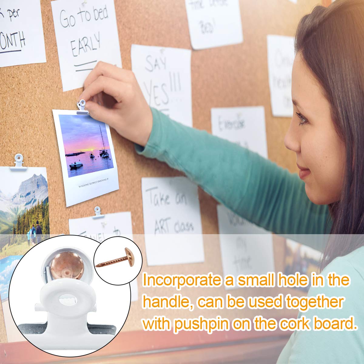 Coideal Small Bulldog Paper Clips White, 30 Pack 0.87 Inch Metal Mini Binder Bull Clips Money