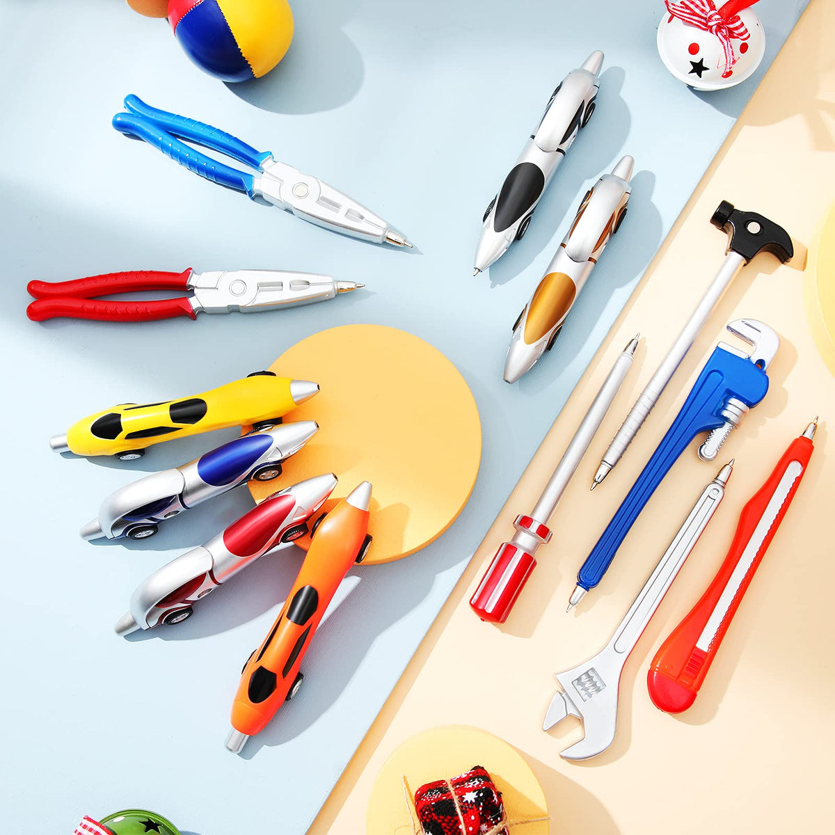 Zonon 24 Pieces Car Pens and Novelty Tool Ballpoint Colorful Ink Cute Racing Car Pens Cool Fun