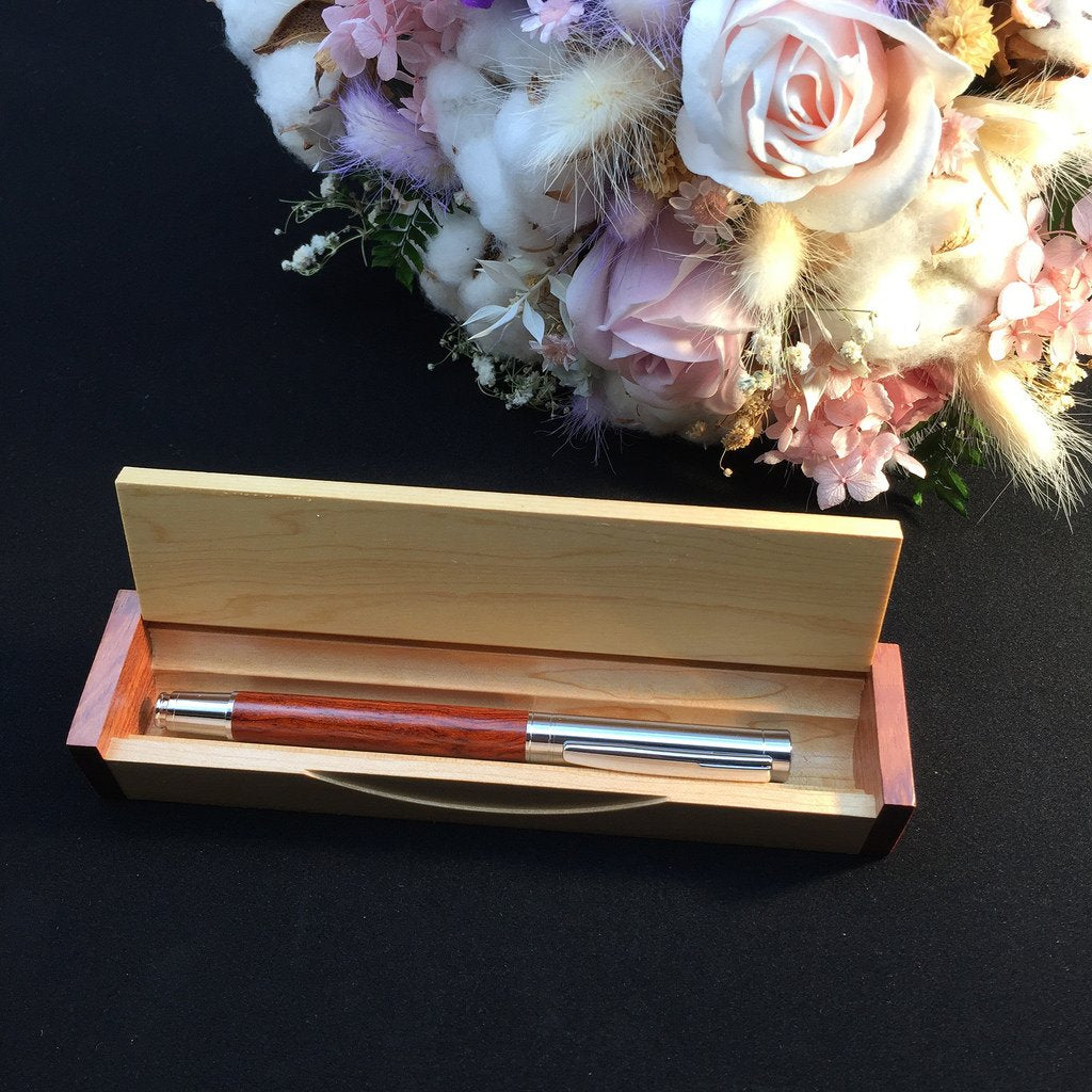 LACHIEVA LUX Rosewood Fountain Pen, German Fine Nib, Smooth Ink Flow, Wooden Gift Box with