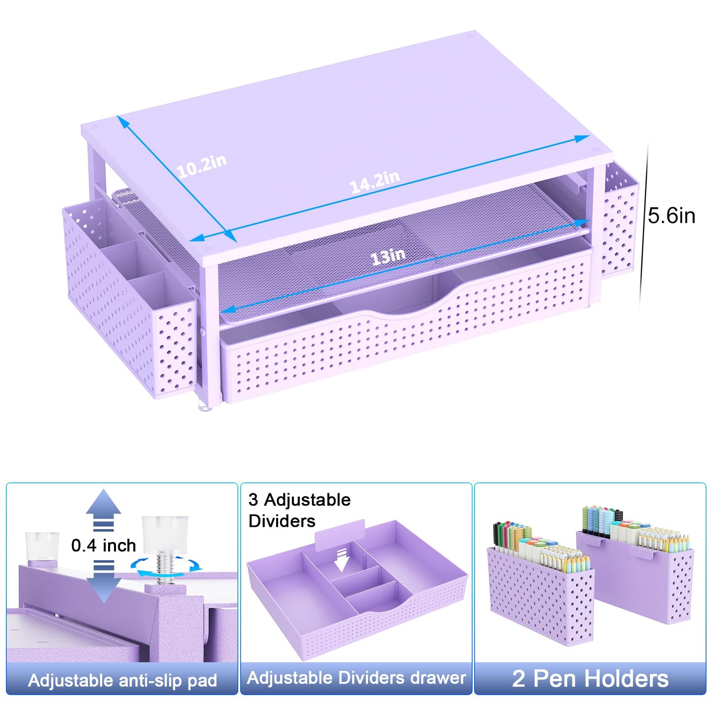 Spacrea Desk Organizers and Accessories, Printer Stand with Storage, Purple