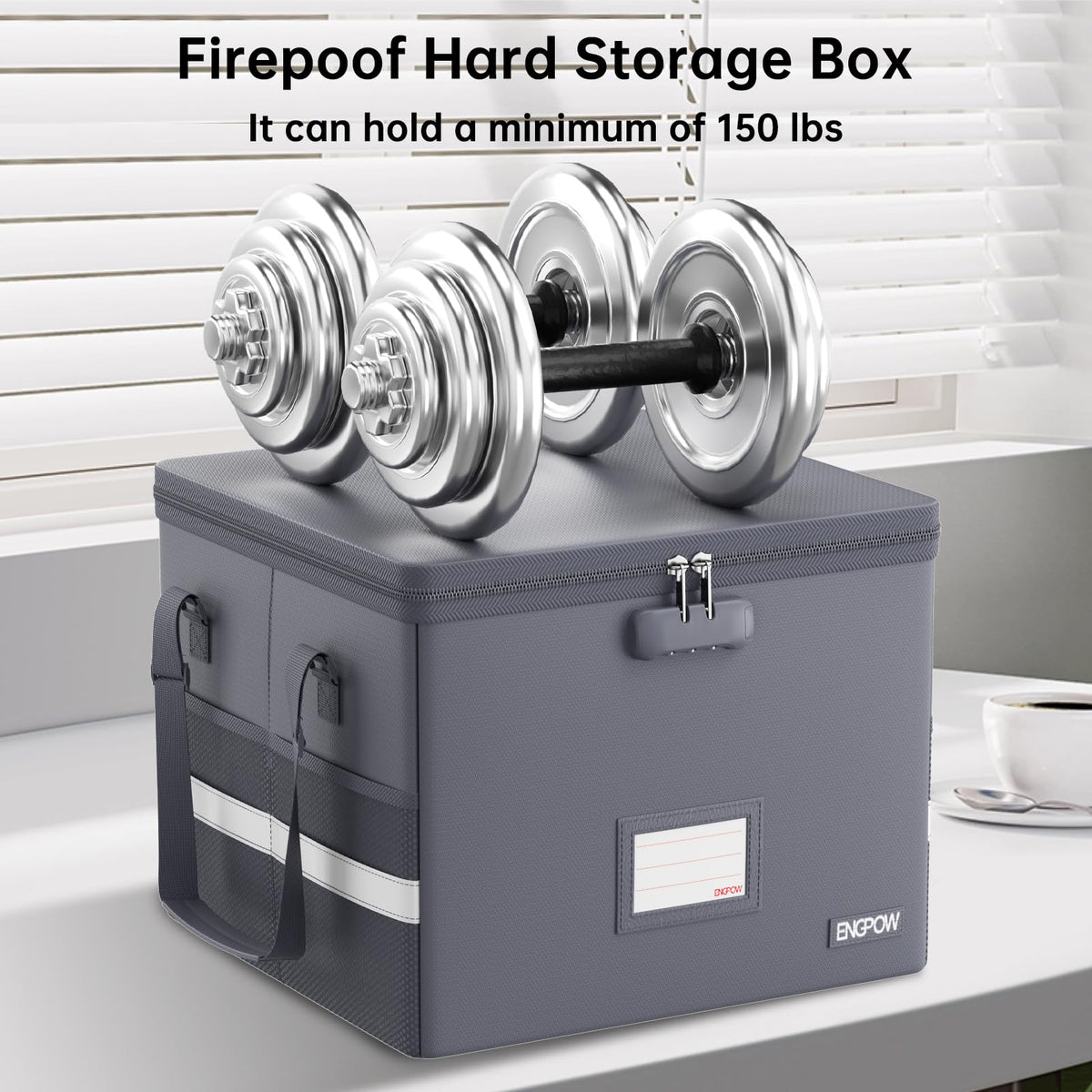 ENGPOW 5200°F File Box Fireproof Document Box with Lock,Heat Insulated Collapsible File Storage