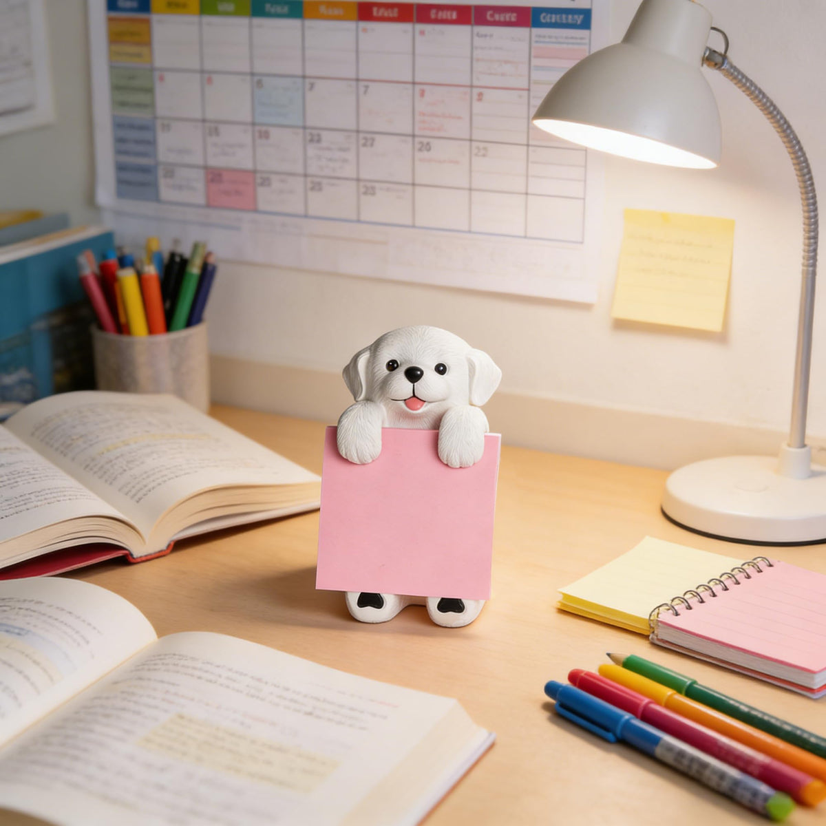 HORTIX Dog Pop-Up Sticky Note Dispenser for 3x3 in Notes, Black & White