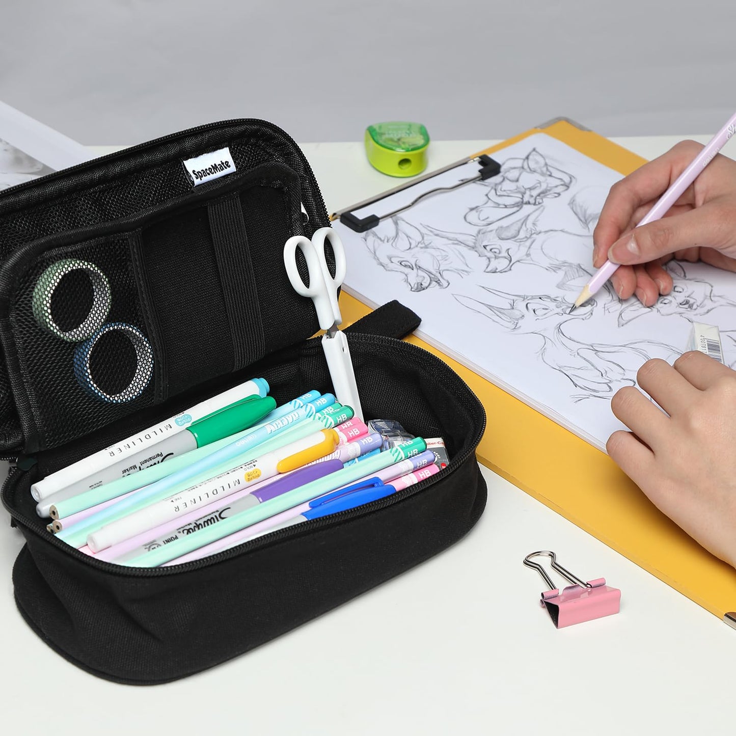 SPACEMATE Large Pencil Case Pouch, Zipper Pencil Box for Kids, Girls & Boys