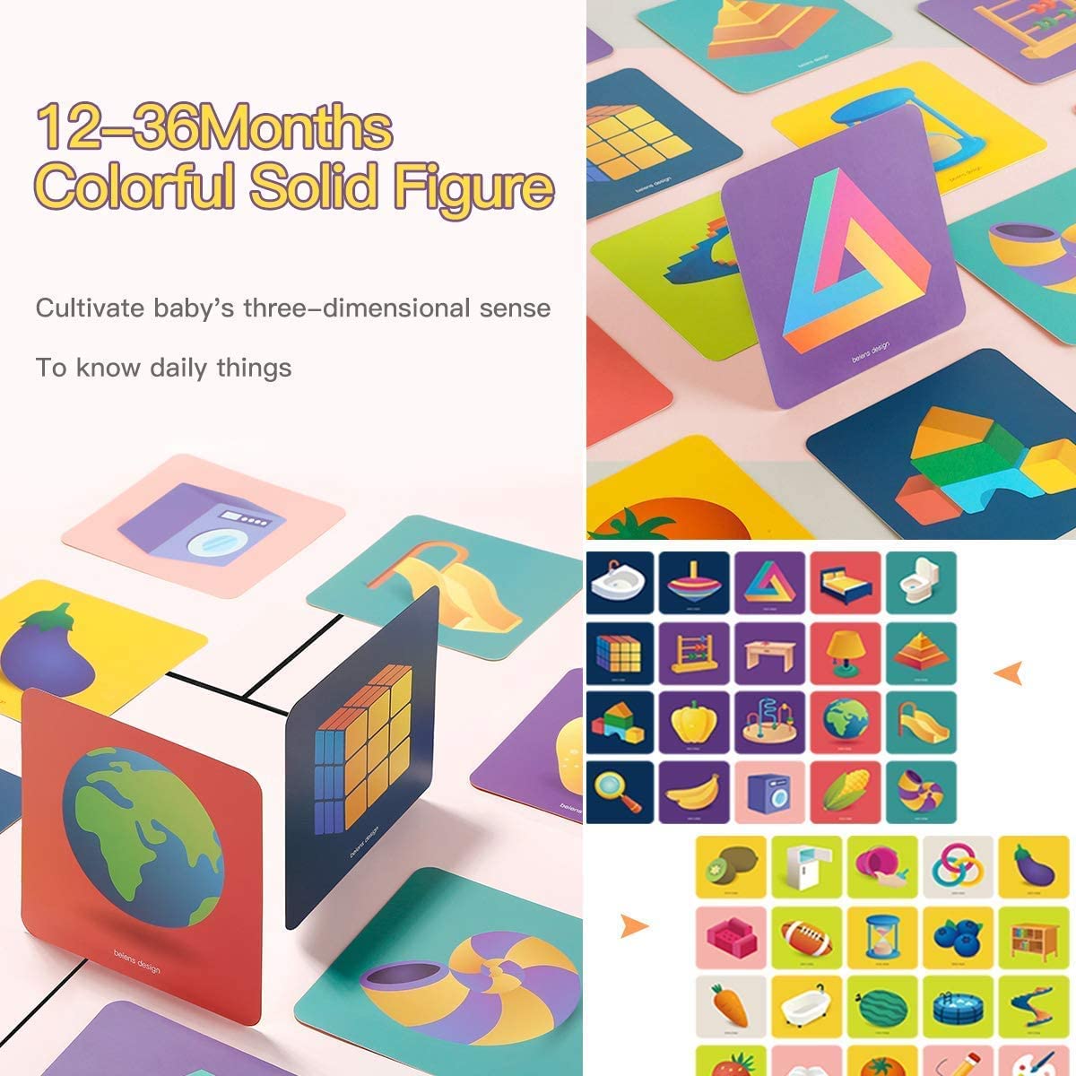 beiens High Contrast Baby Flashcard, 80Pcs 160Page Visual Stimulation Cards
