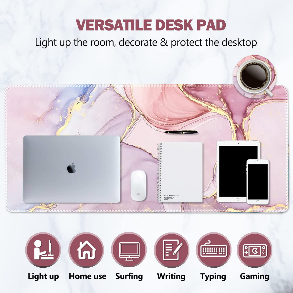 AIMSA Extended Gaming Mouse Pad, XL Large Keyboard Mouse Mat Desk Pad with Stitched Edges, Durable