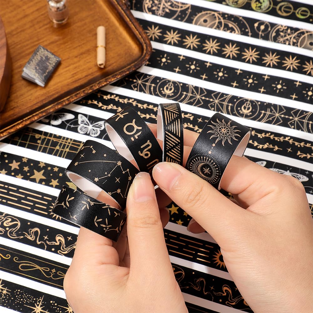 icceemee 36 Rolls Starry Theme Washi Tape Set with Celestial Patterns - Writeable Decorative Tapes
