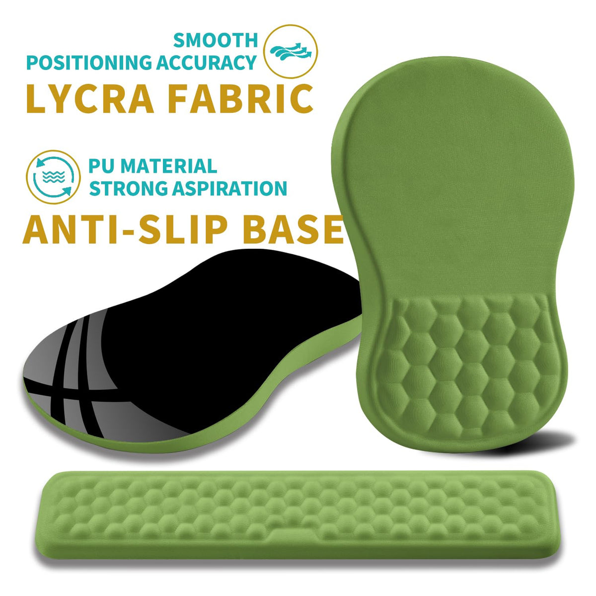 Hokafenle 2 in 1 Ergonomic Mouse Pad Wrist Support & Wrist Rest for Computer Keyboard Set, with