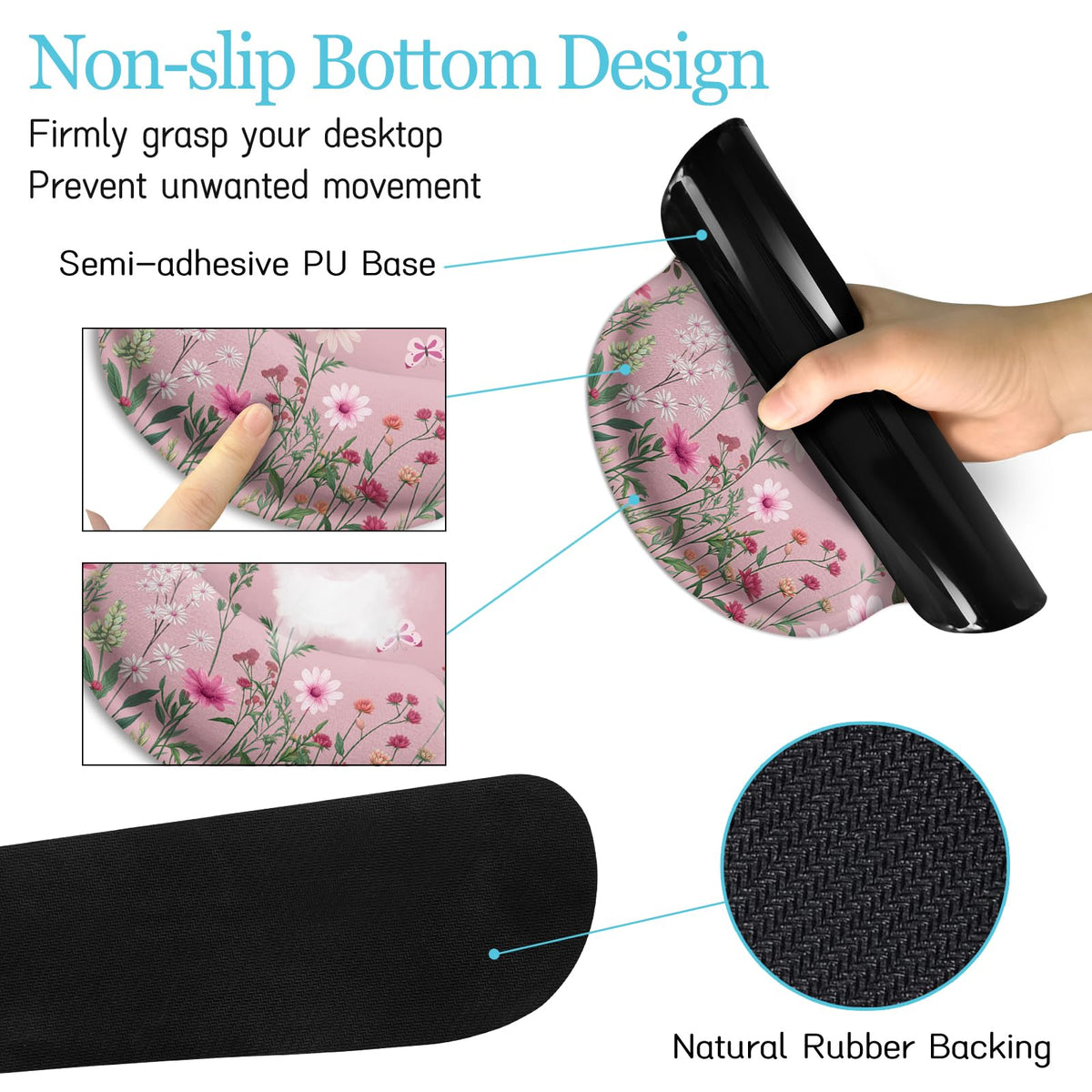 LIMKRIAN Floral Desk Mat Set, Cute Pink Desk Accessories Gifts for Women