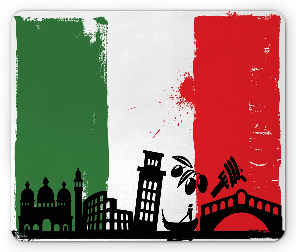 Lunarable Italian Flag Mouse Pad, Venice Grunge Pop Art Style European with Murky Paintbrush