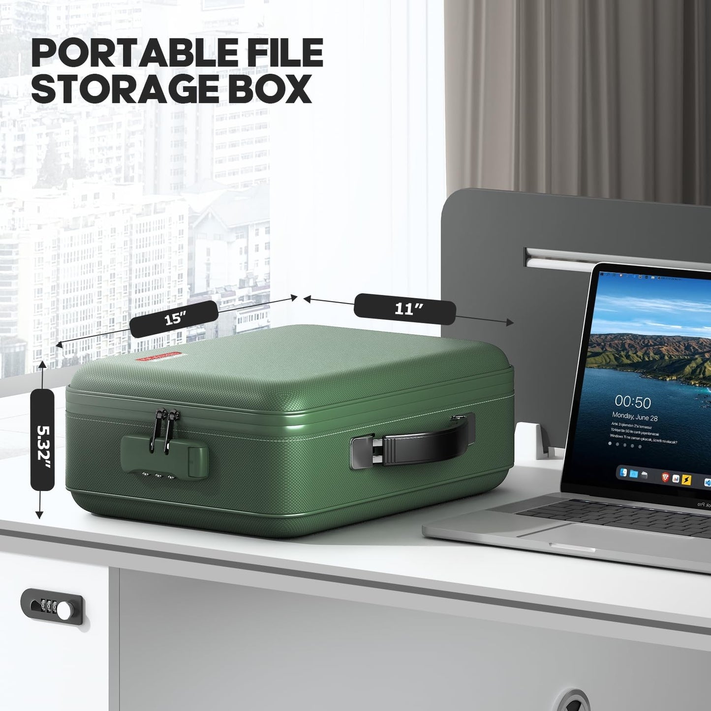 BigPonPon Fireproof Document Box, Hard Case Highly Flame-Resistant Fire Proof Waterproof File