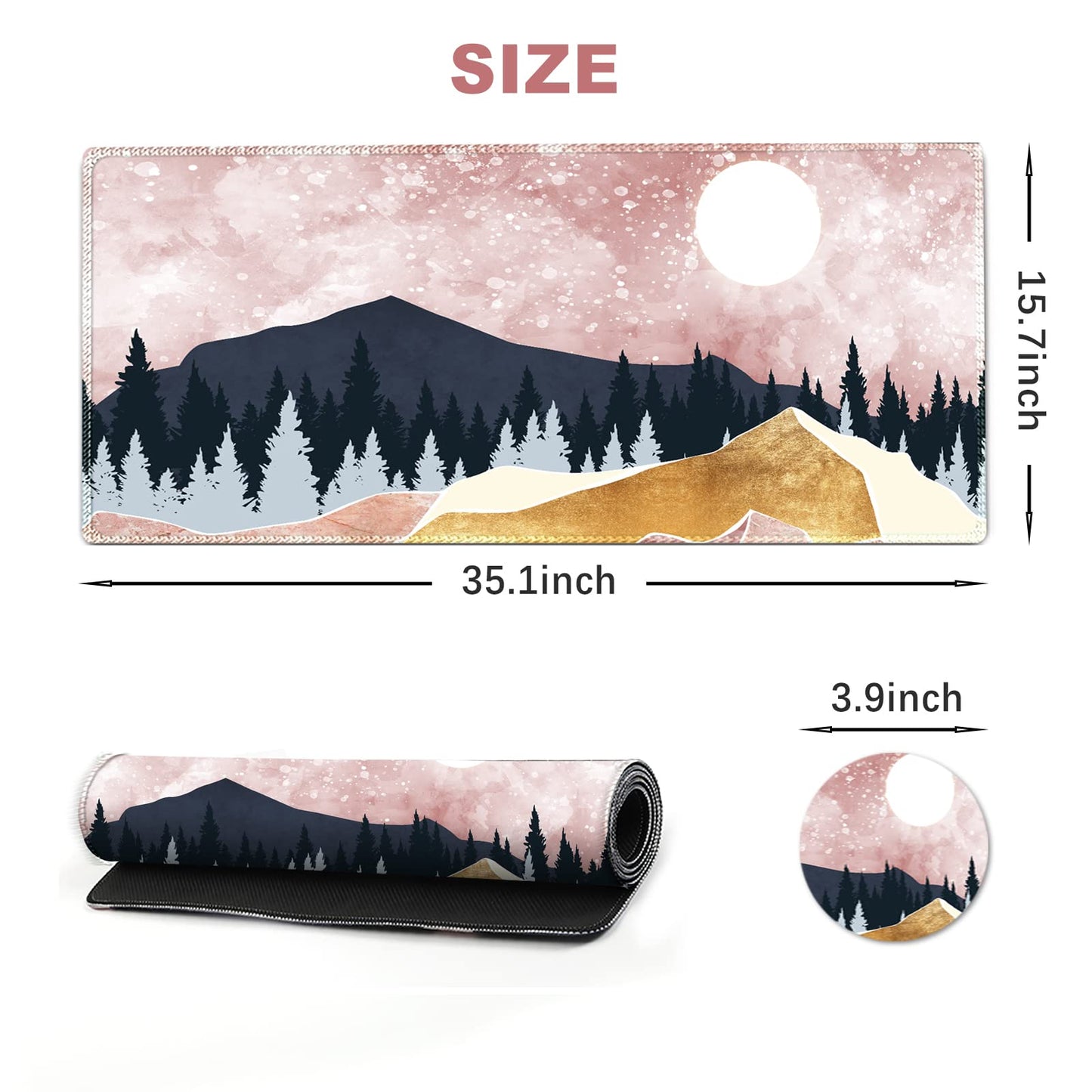 ARTSO Large Gaming Mouse Pad with Stitched Edges, XXL Extended Keyboard Mat Long Mousepad Desk