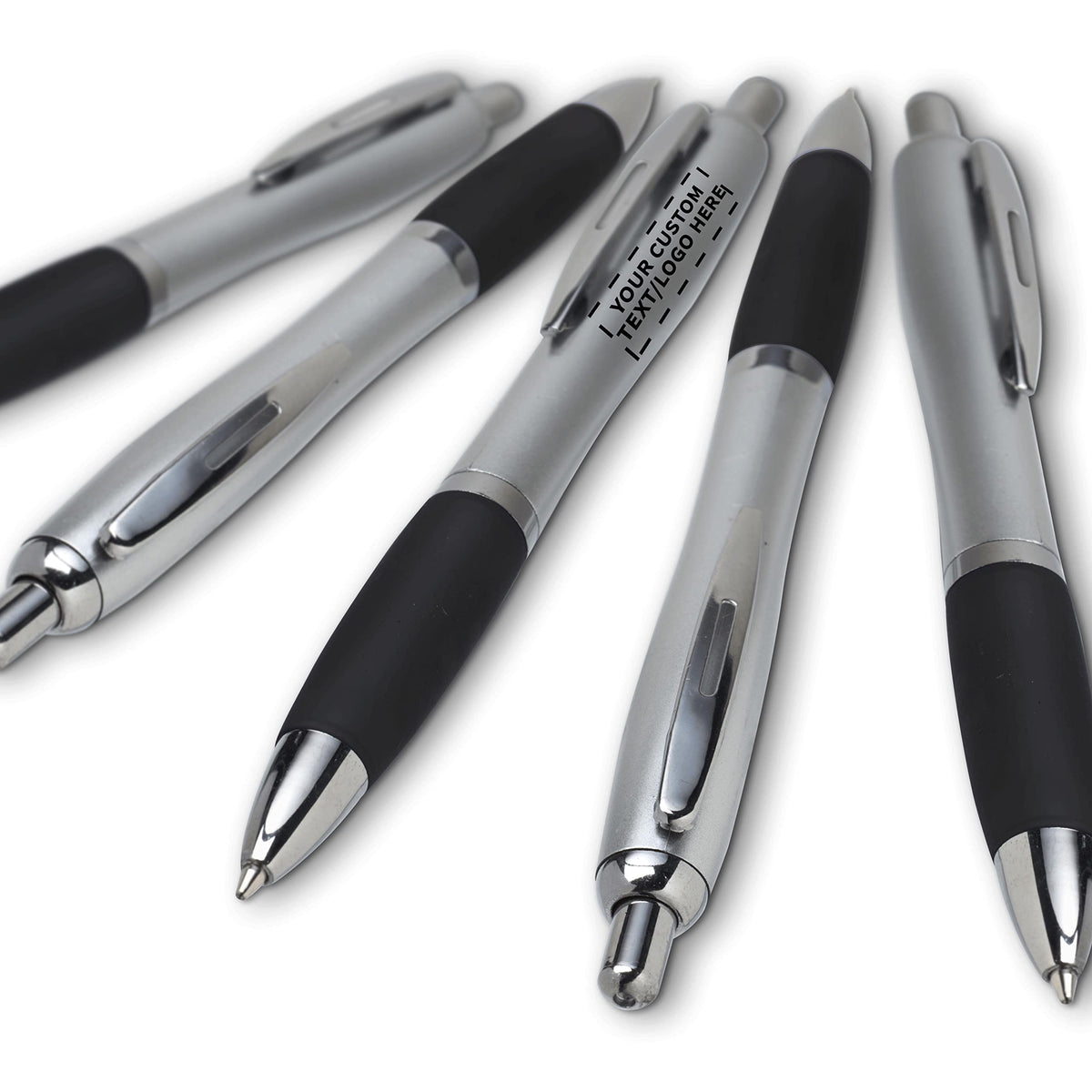 Personalized Ballpoint Pens with Rubber Grip and Click Button, Pack of 50 by DISCOUNT PROMOS