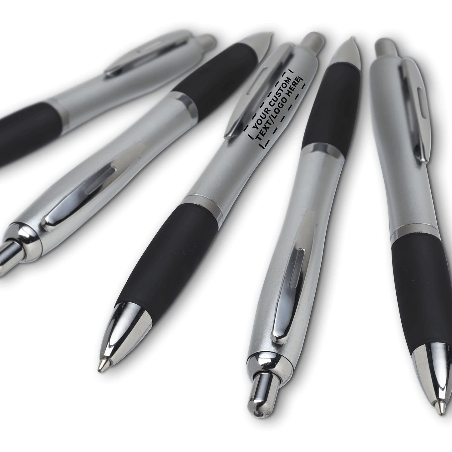 Personalized Ballpoint Pens with Rubber Grip and Click Button, Pack of 10 by DISCOUNT PROMOS