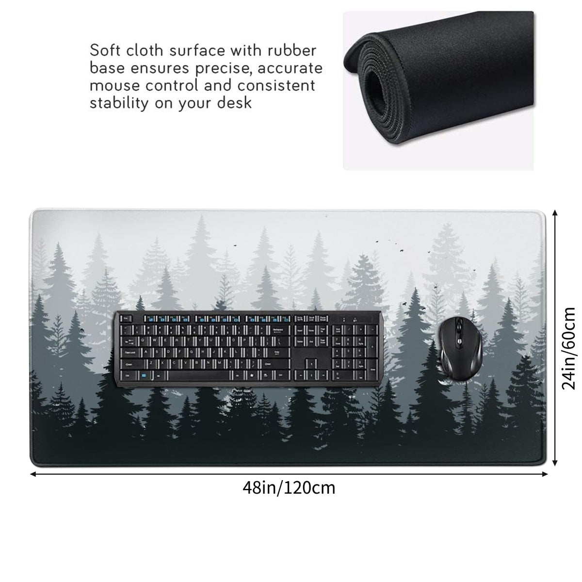 3XL Huge Mouse Pads Oversized (48''x24''),Gaming Mouse Mat Forest