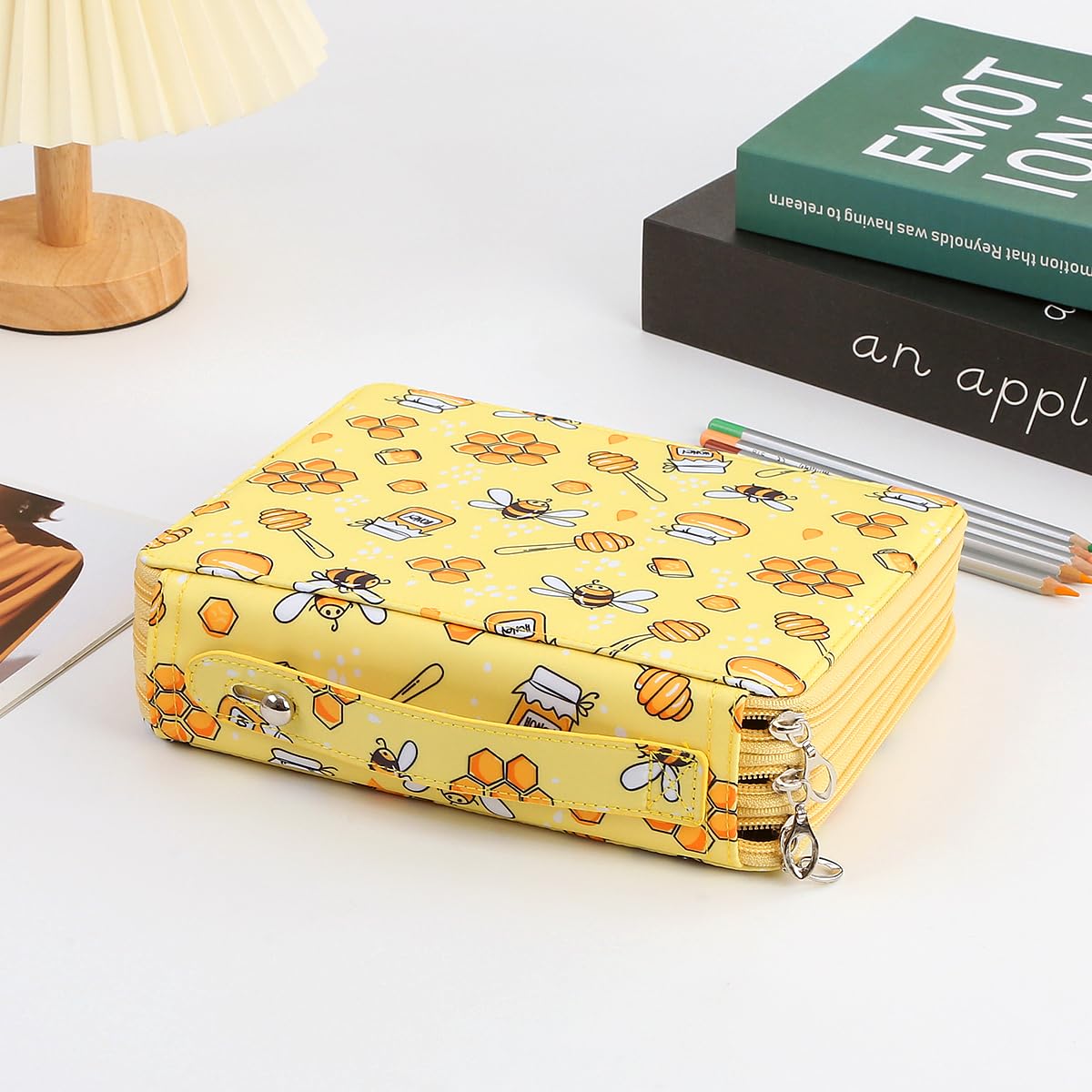 Lbxgap120 Slots Pencil Case 3-Layer Zipped Holder With Handle