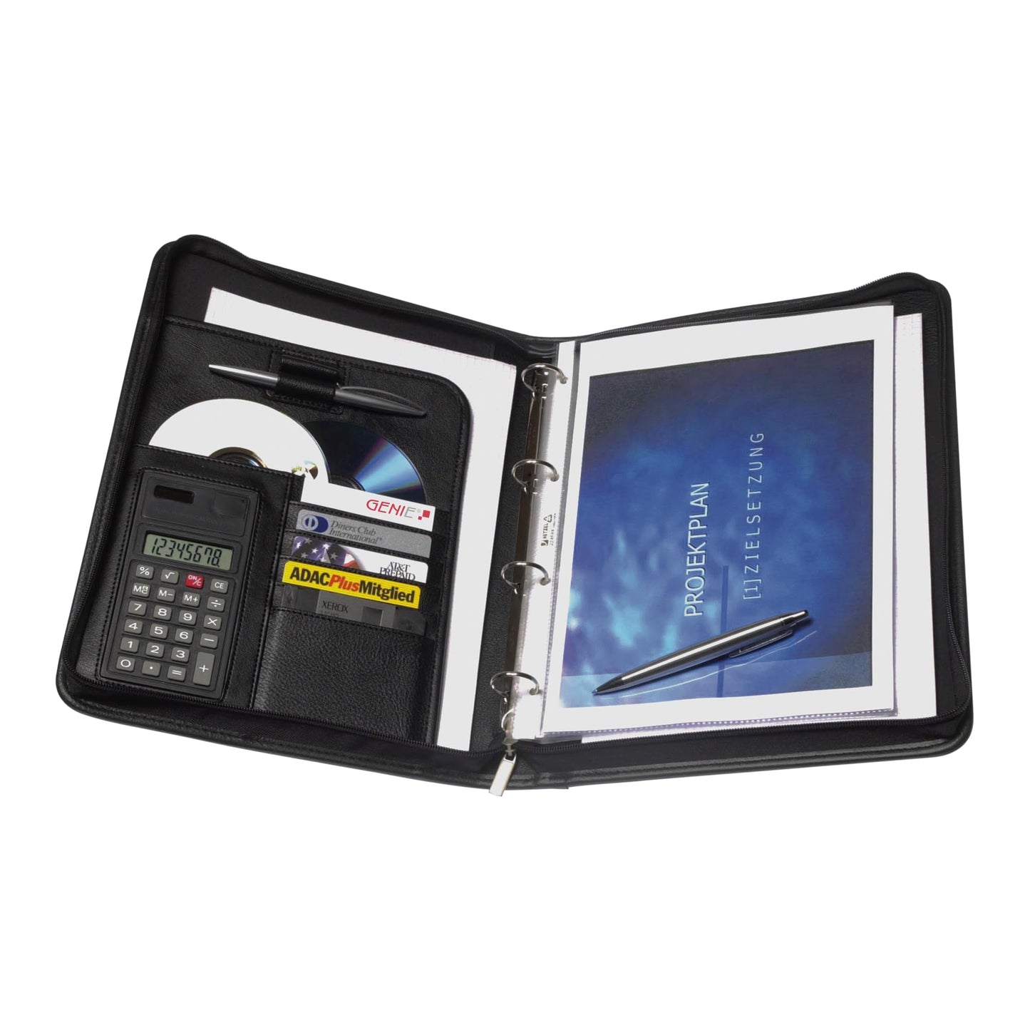 Genie A4 Ring Binder Folder with Calculator, Black