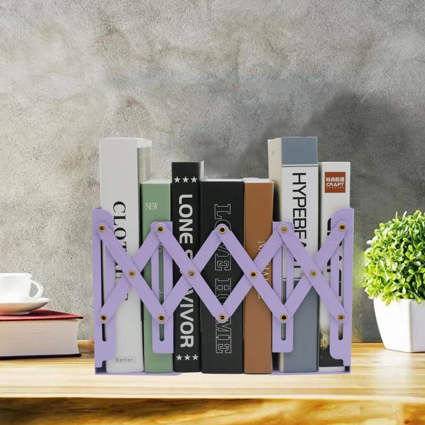 Zyners Adjustable Metal Bookends Heavy Duty for Shelves, 2 Dividers, Anti-Slip Design Expandable