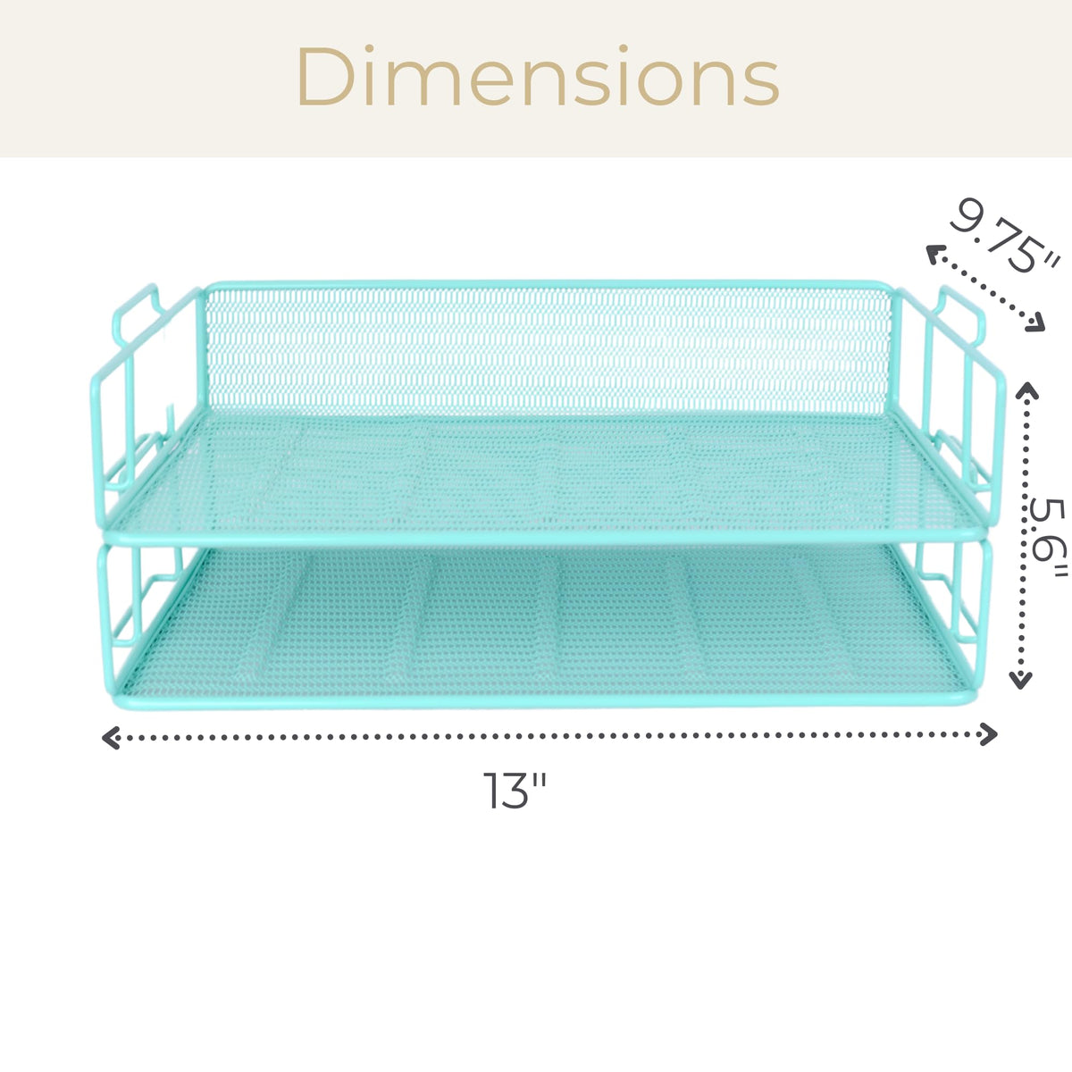 BLU MONACO Aqua Mesh Paper Tray Set of 2 | Stackable Letter Trays for Desk Storage | Metal Document