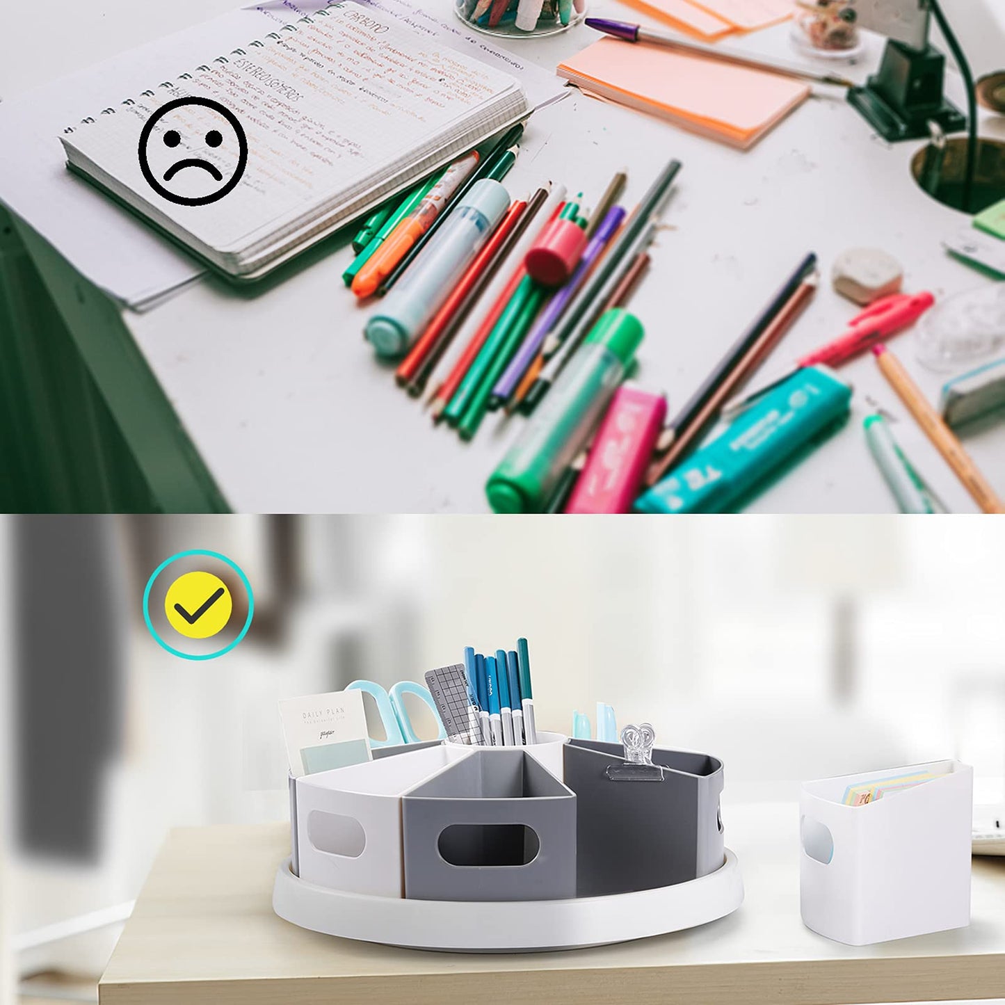MeCids 360 Rotating Storage Organizer Desk Organizers Pen Holder– 12” Lazy Susan Style Caddy with