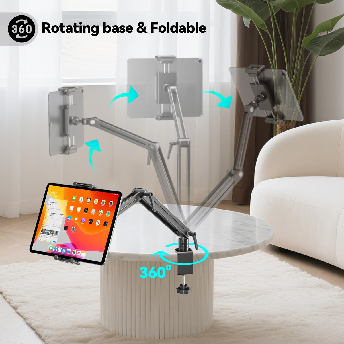 Portable Monitor Stand Desk Holder- Large Clamp support up to 6.5 12.9 14.6 15.6 18.5 inch 360°