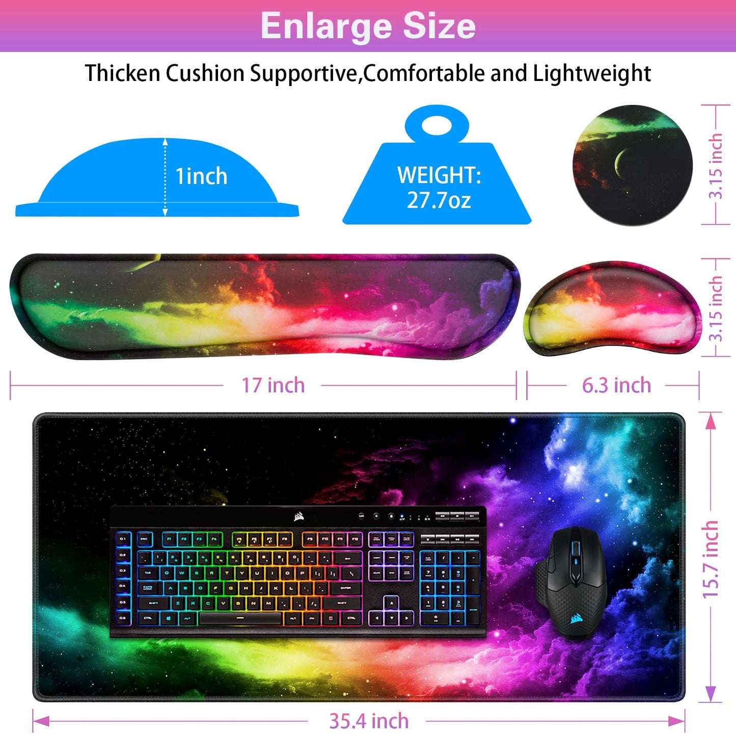 Canjoy Desk Mat with Keyboard and Mouse, Desk Pad with Wrist Rest Support
