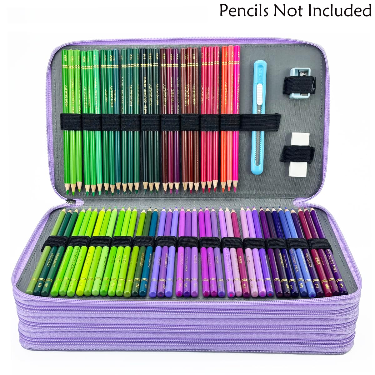 YOUNGCOL 300-Capacity Colored Pencil Case Pen Organizer (Purple)