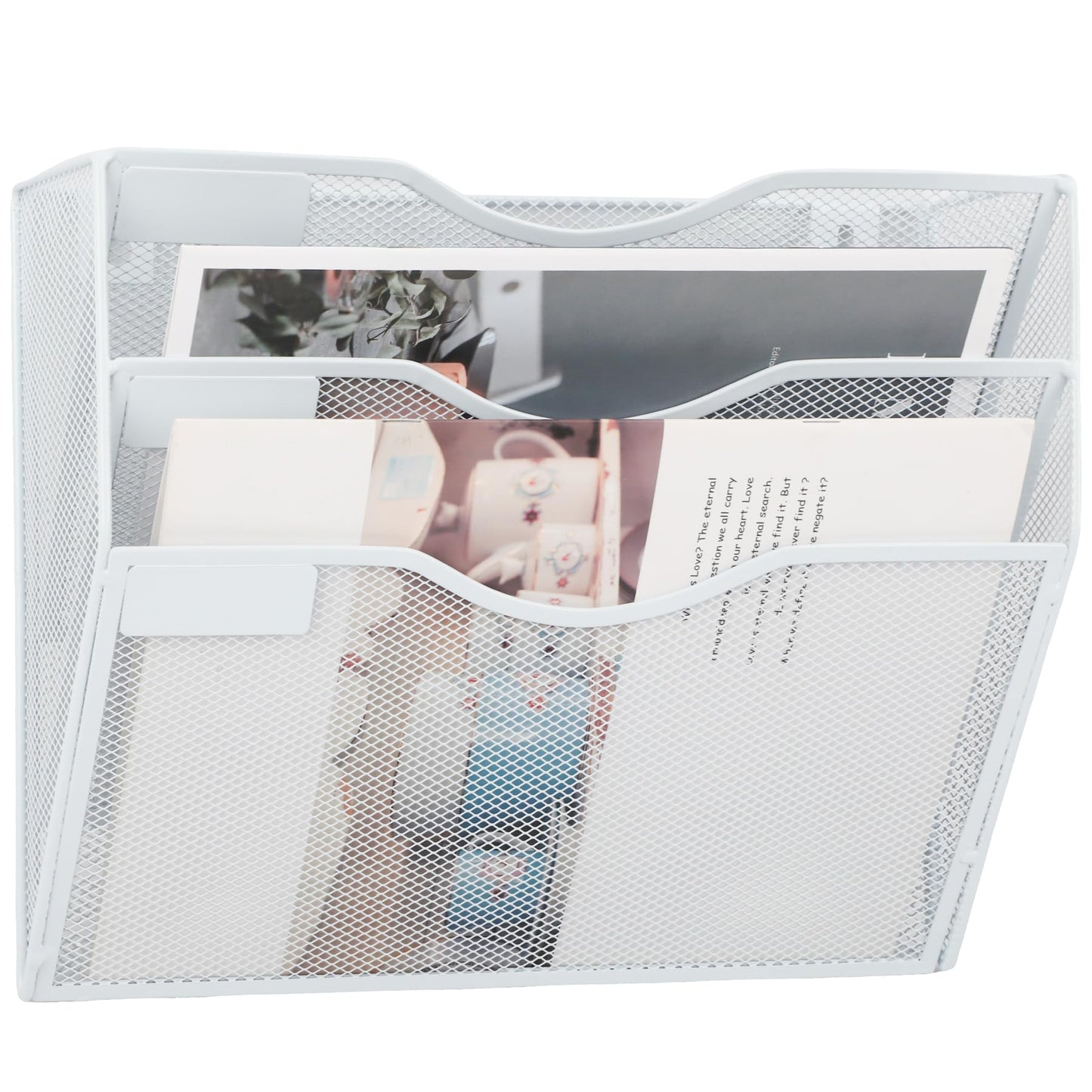 EASEPRES 3 Pocket Mesh Hanging Wall File Organizer, Wall Mounted Mail Paper Document Folder Holder