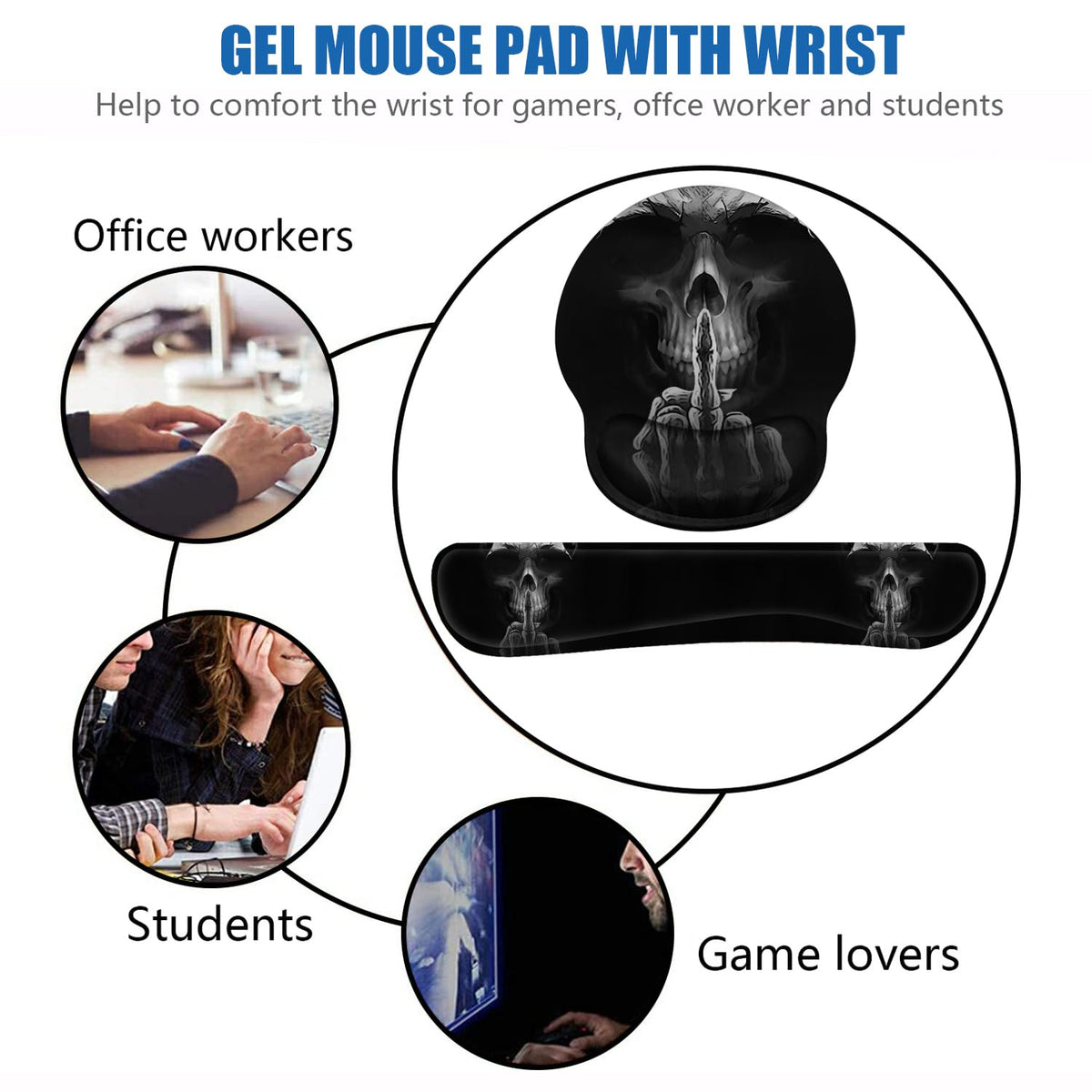 Keyboard Wrist Rest and Mouse Pad Wrist Support Set with Coasters, Non-Slip PU Base Ergonomic