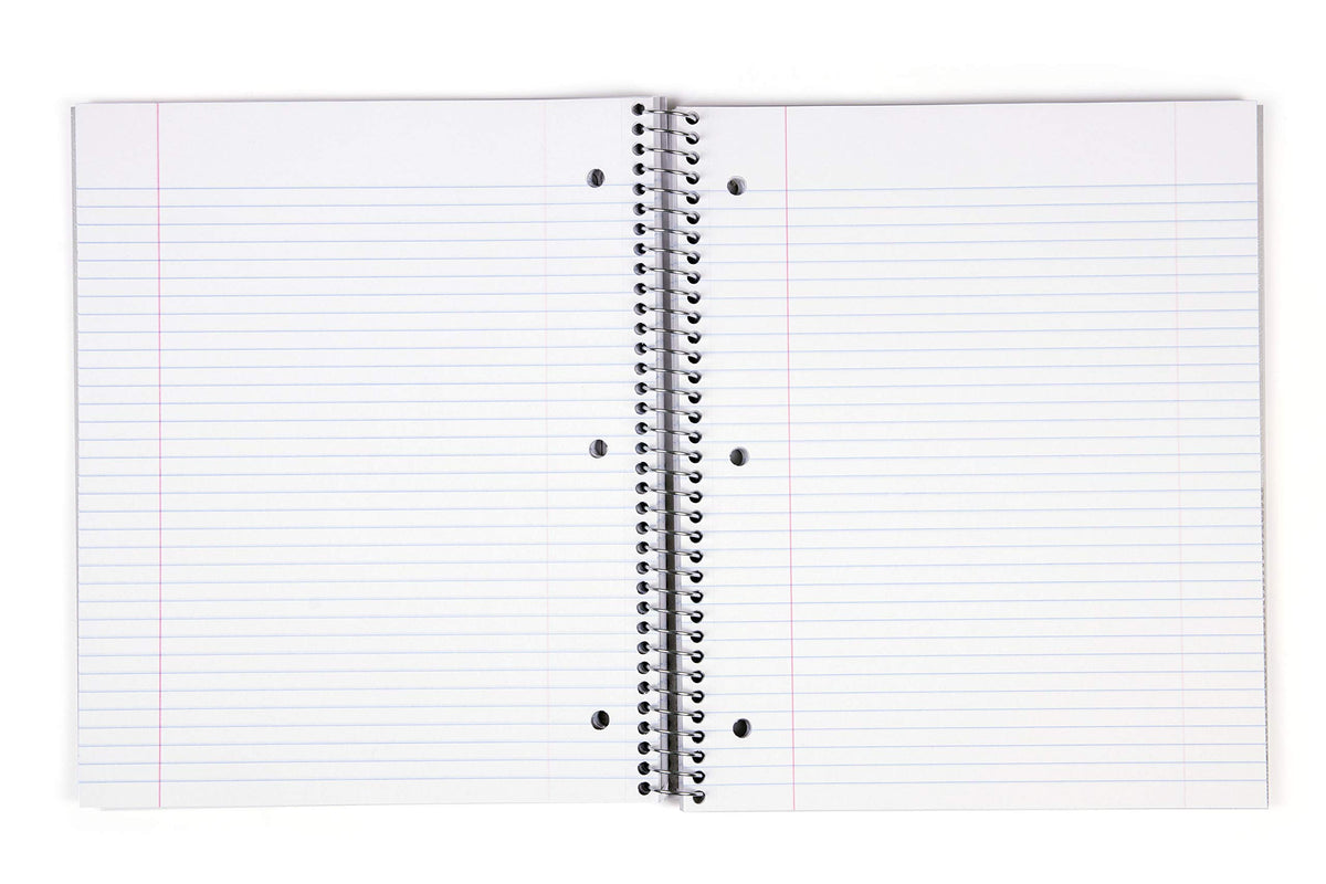Mintra Office Durable Spiral Notebooks, 3 Subject (aTeal, Purple, White, College Ruled 3pk)
