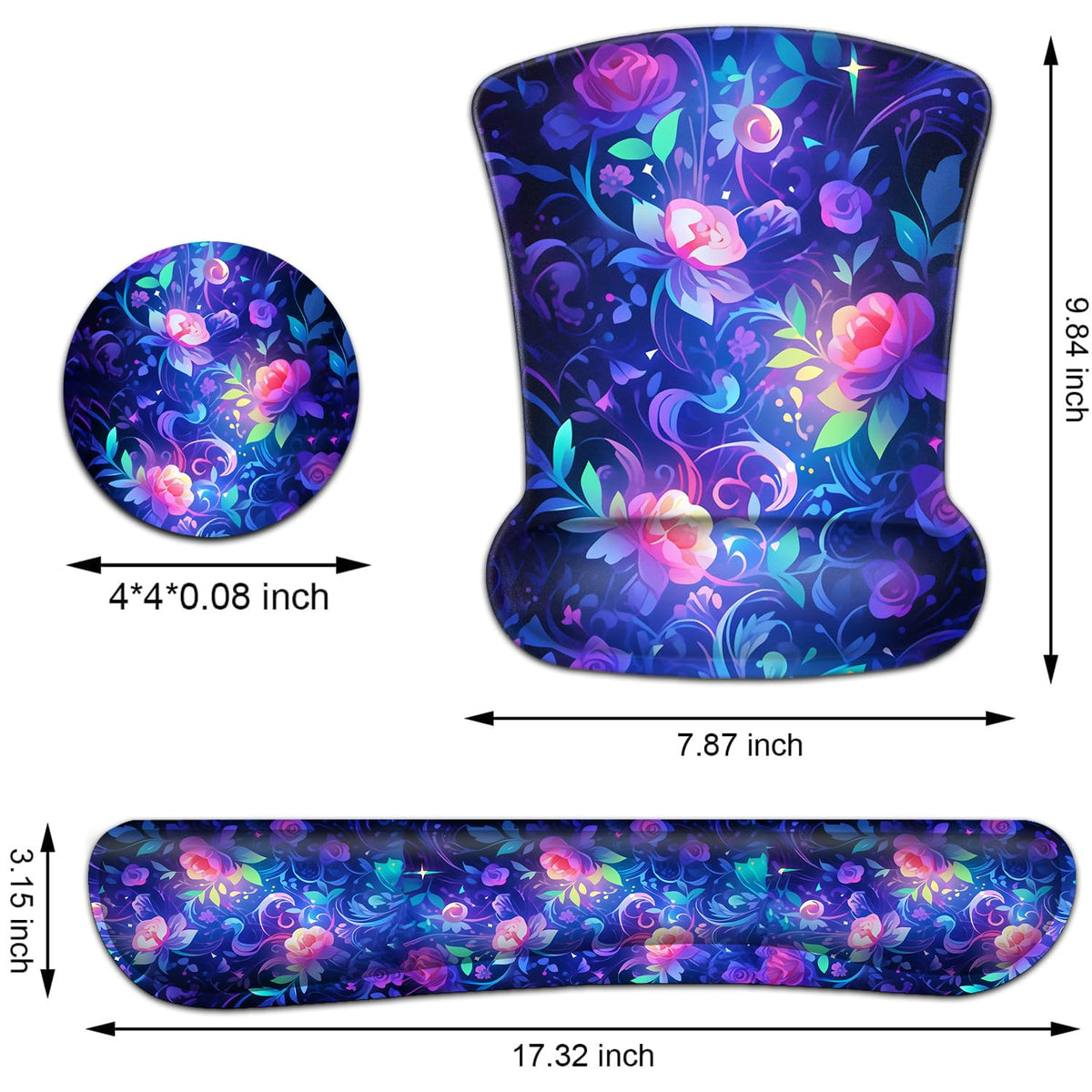 Keyboard Wrist Rest and Mouse Pad Wrist Support Set, Ergonomic Gel Mouse Pad Wrist Rest with