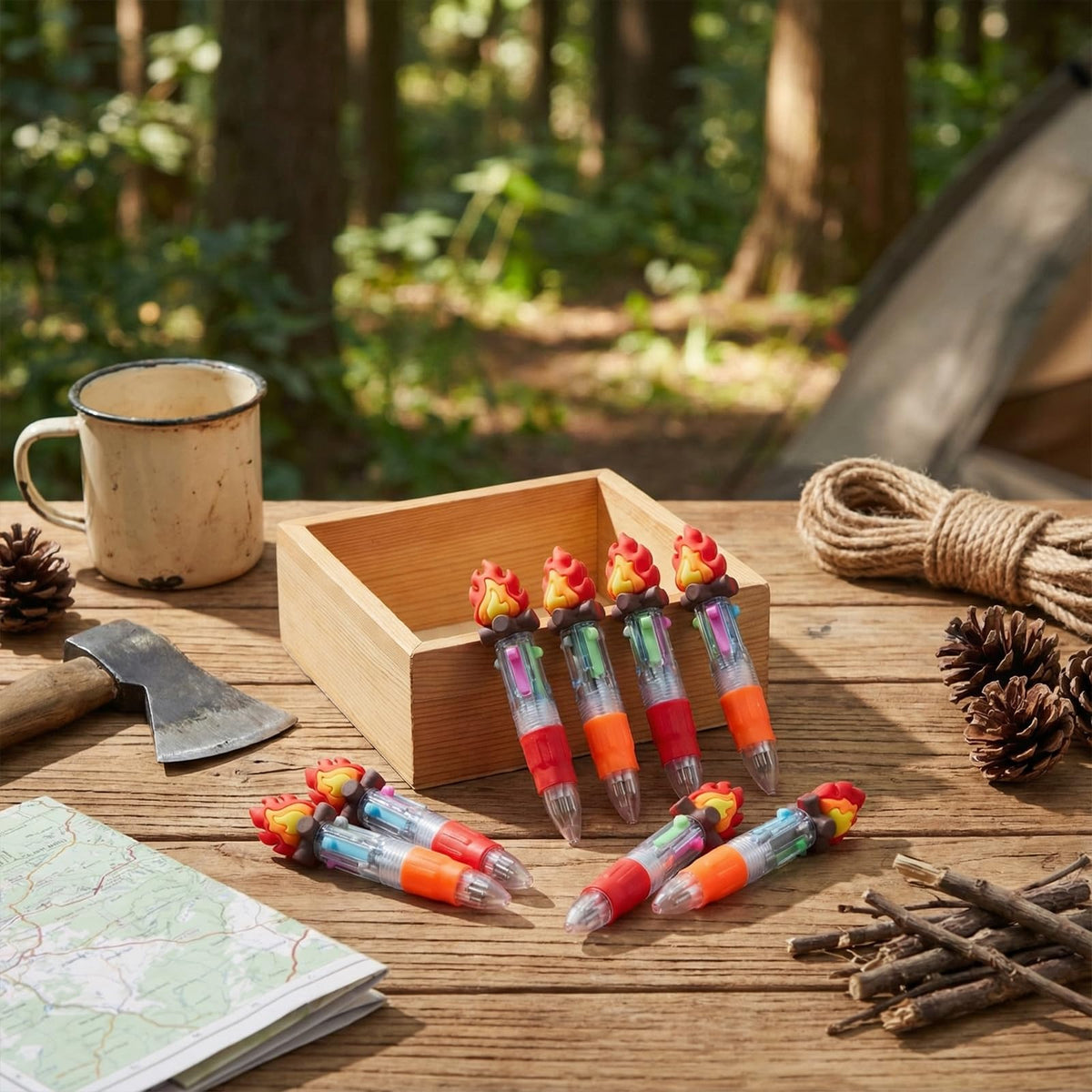 Kosiz 24 Pack Camping Campfire Party Favors Multicolor 4 in 1 Ballpoint Pen