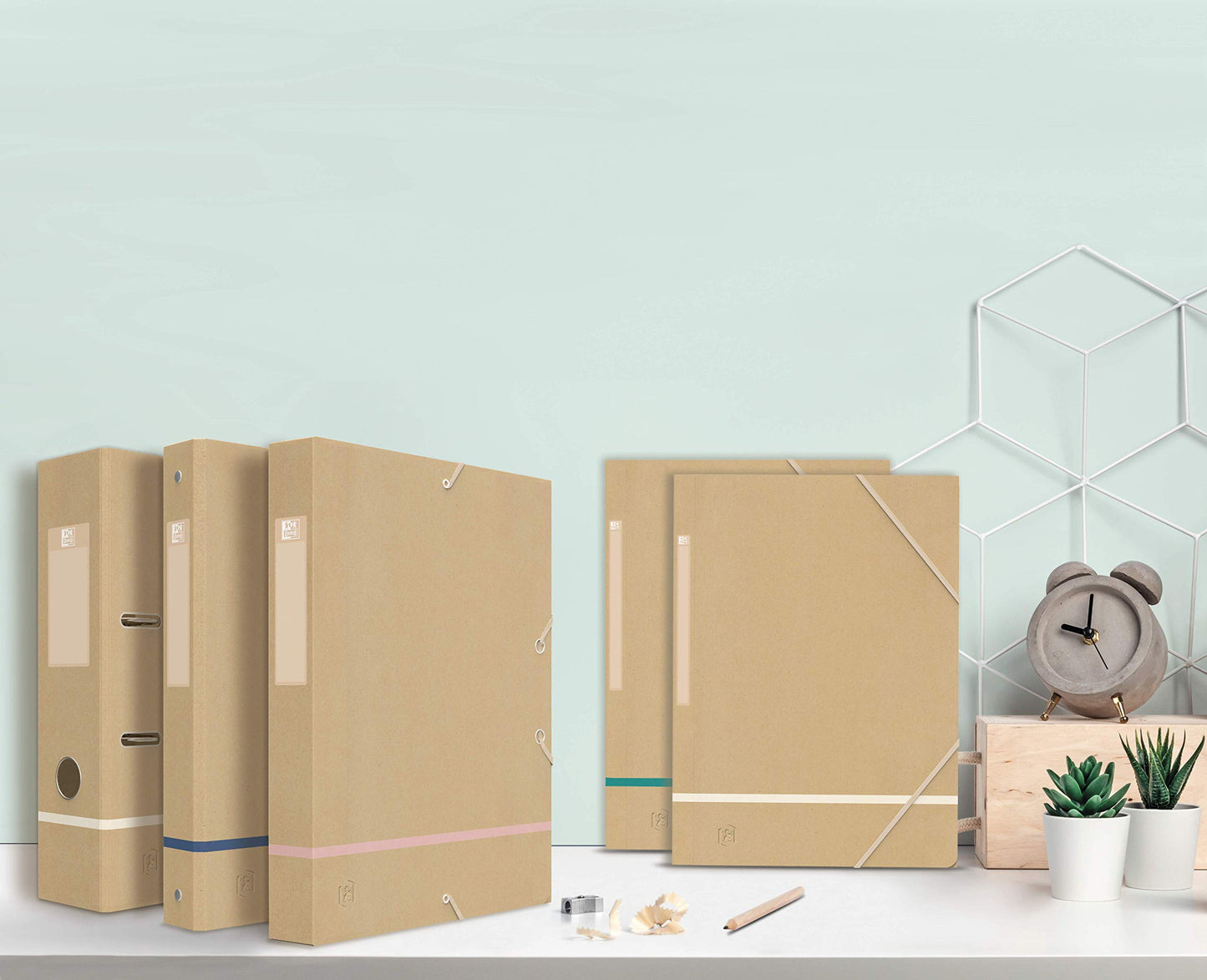 Oxford Touareg Filing Box 24 x 32 cm Spine 25 mm with Elastic Recycled Card Cover Kraft & Frosted