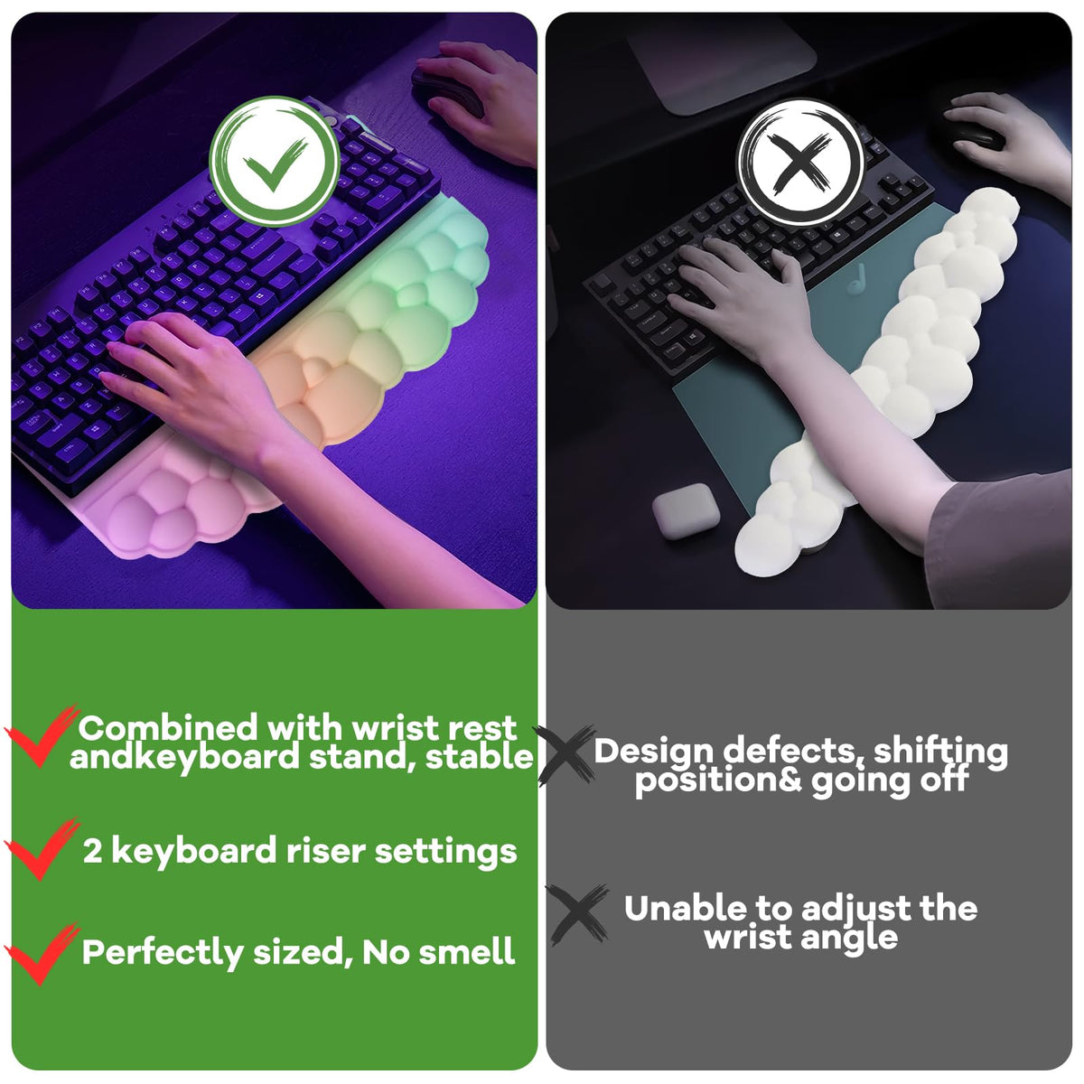 Ergonomic Wrist Rest for Keyboard, Soft Memory Foam Cloud Keyboard Stand