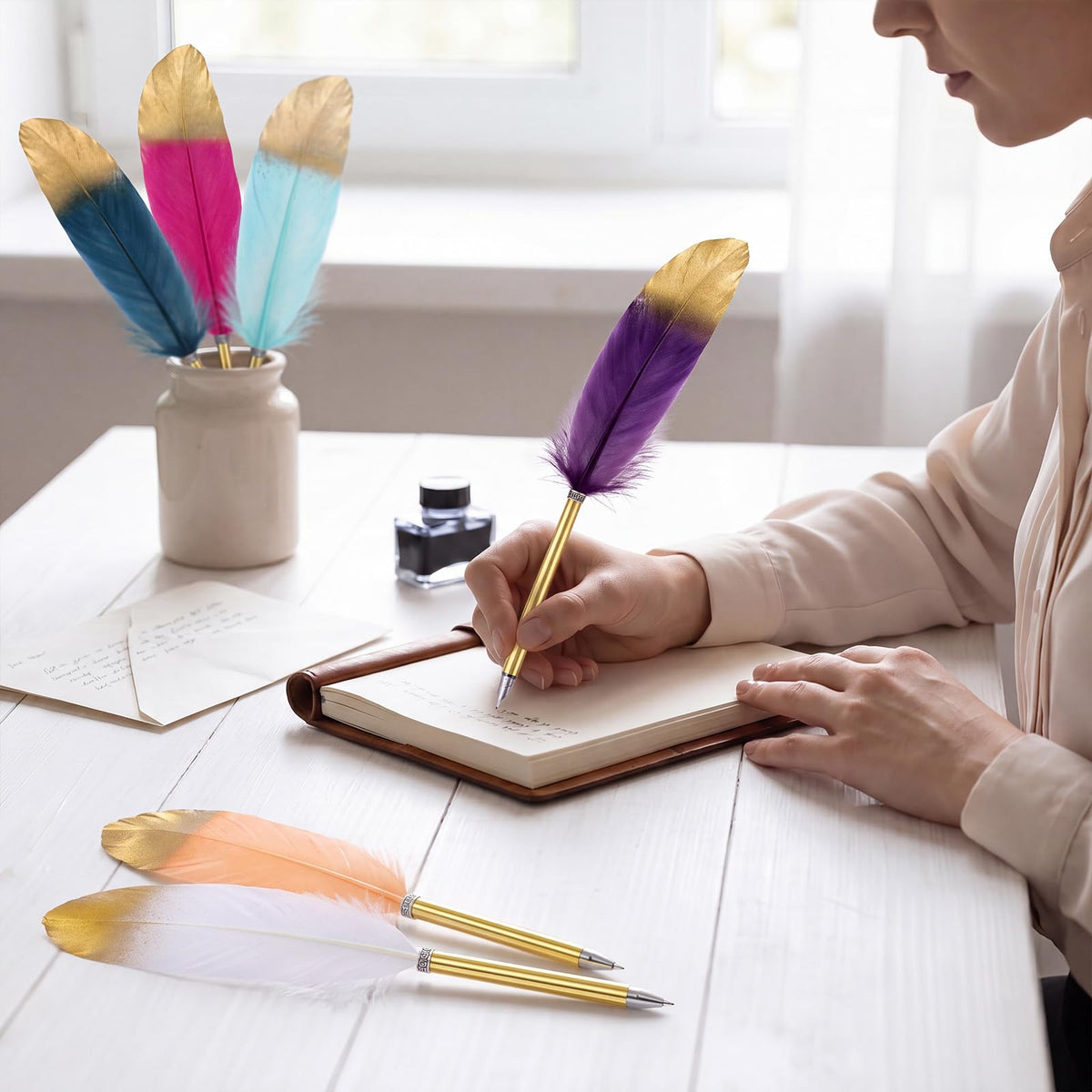 Chivao Feather Pens, Multi Colors, 30 Pcs