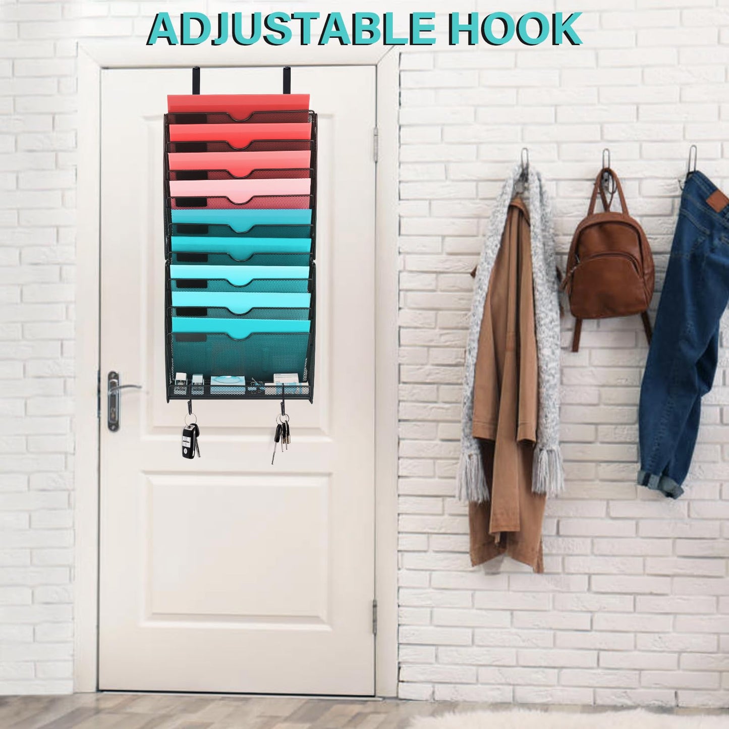 GALASALA Wall File Organizer, 10 Pockets Mesh Hanging File Organizer