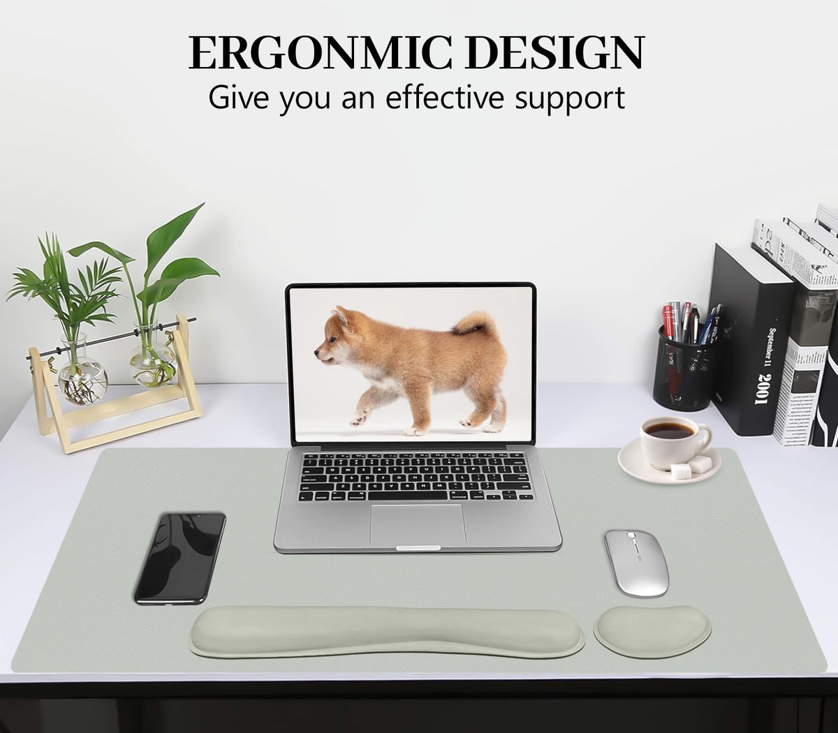 Meetcolor Keyboard and Mouse Pad, 3-in-1 Desk Mat Set Keyboard Wrist Rest