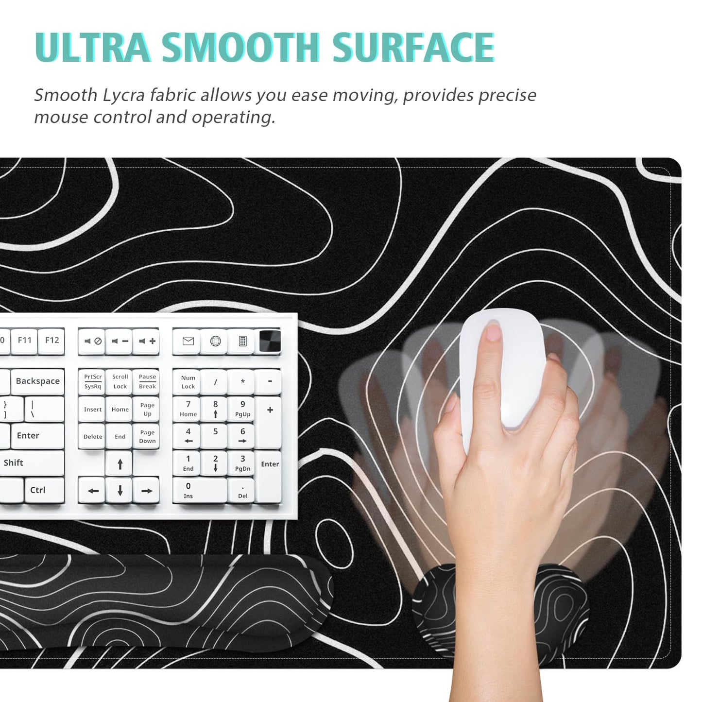4 in 1 Large Mouse Pad,Keyboard Wrist Rest Set,Desk Mat with Stitched Edges Thicken Desk Pad,Wrist