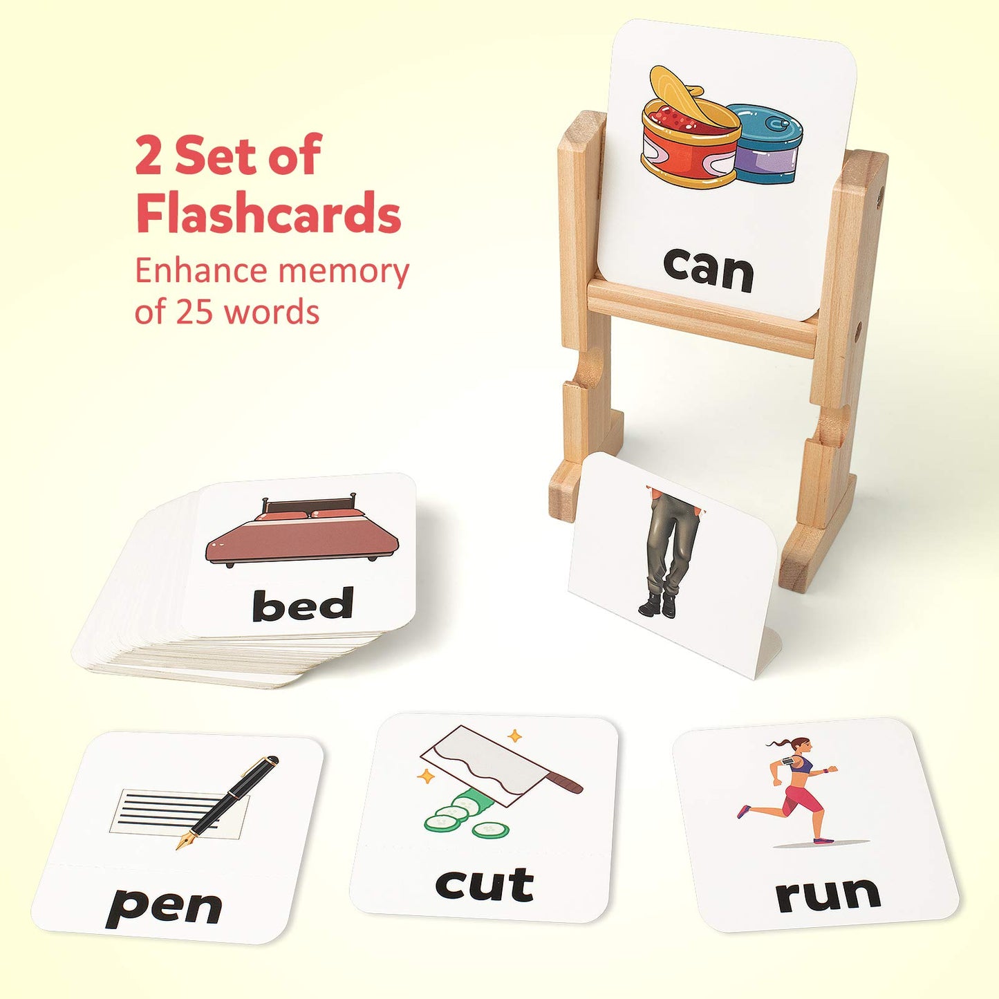 Coogam Wooden Reading Blocks Short Vowel Rods Spelling Games, Flash Cards Turning Rotating Letter