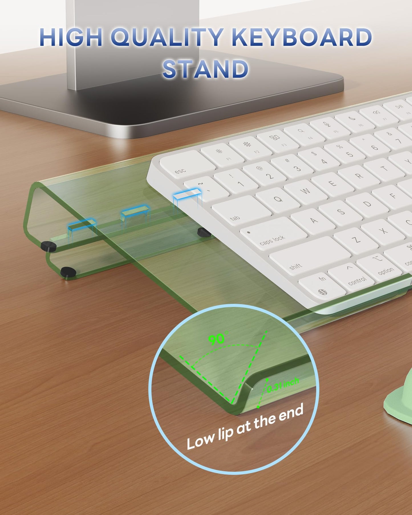 Adjustable Computer Keyboard Stand for Desktop, Keyboard Wrist Rest(Green)