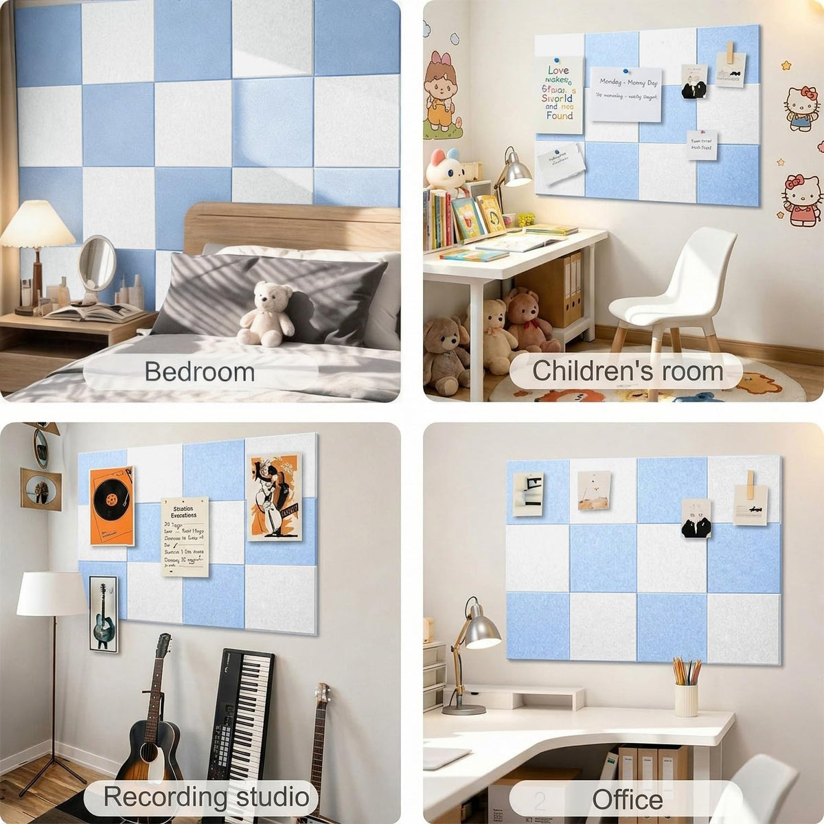 G Gamit 0.47" Thick Felt Pin Board 36"x24" Large Cork Board Alternative 6 Pack 11.81"x11.81"Felt