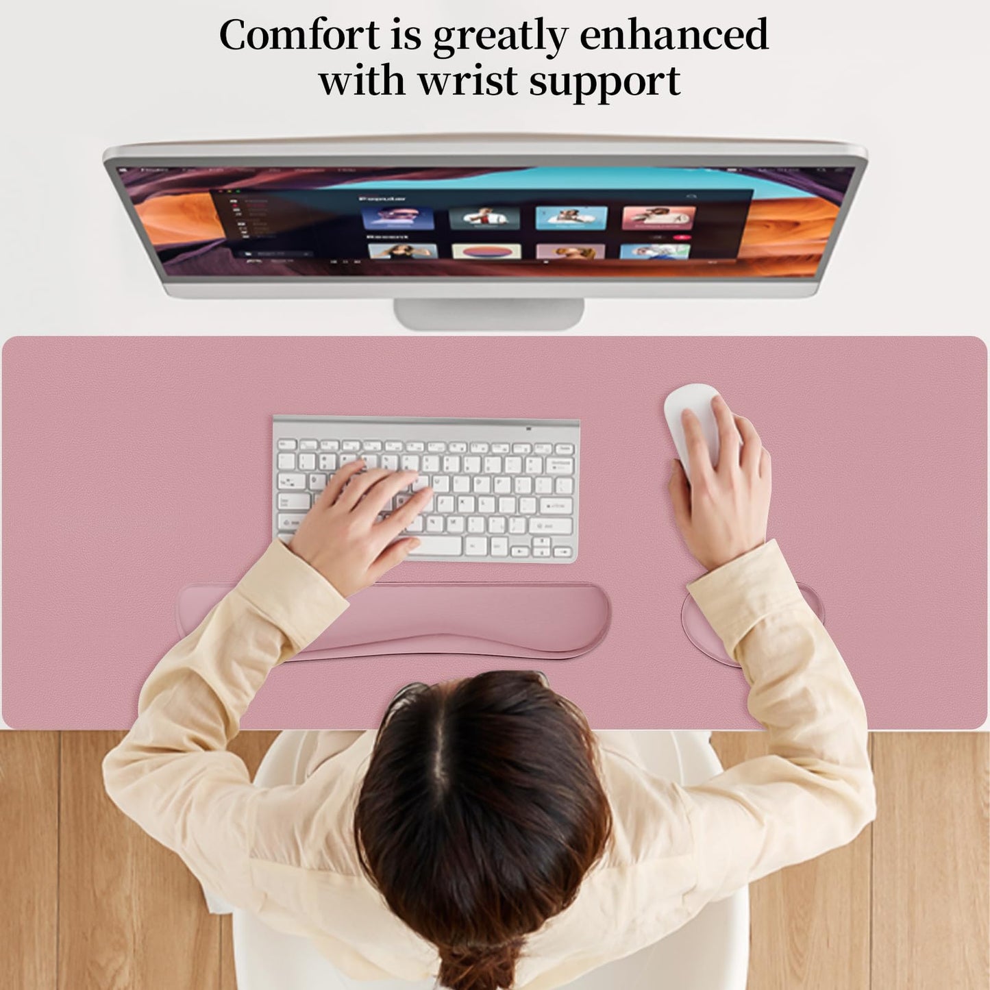 Meetcolor Mouse Pad and Keyboard Wrist Rest, 3-in-1 Keyboard and Mouse Pad