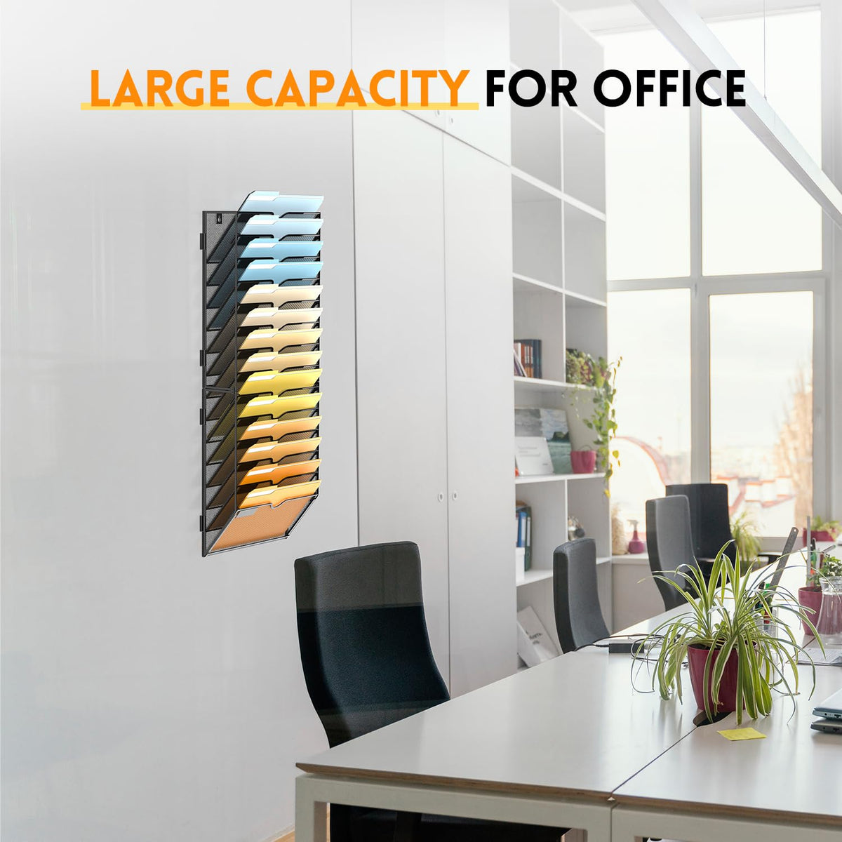 SUPEASY 14 Tier Wall File Organizer, Hanging Wall Mounted Mail Organizer with Label Slots, Metal