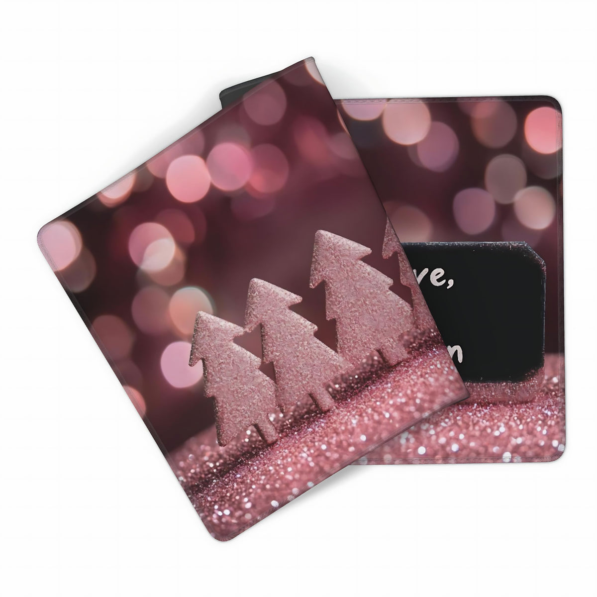 Cute Aesthetic Stay Positive Gaming Mouse Pad, Gold Pink Modern Desk Mat with Anti-Slip Base &
