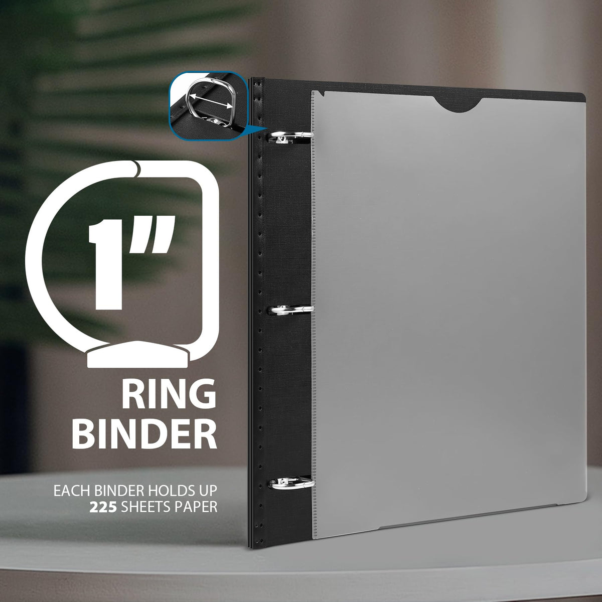 WOT I 1 Inch Telescoping 3 Ring Binder 4 Pack, Expandable Flexible Binder with Customizable Front