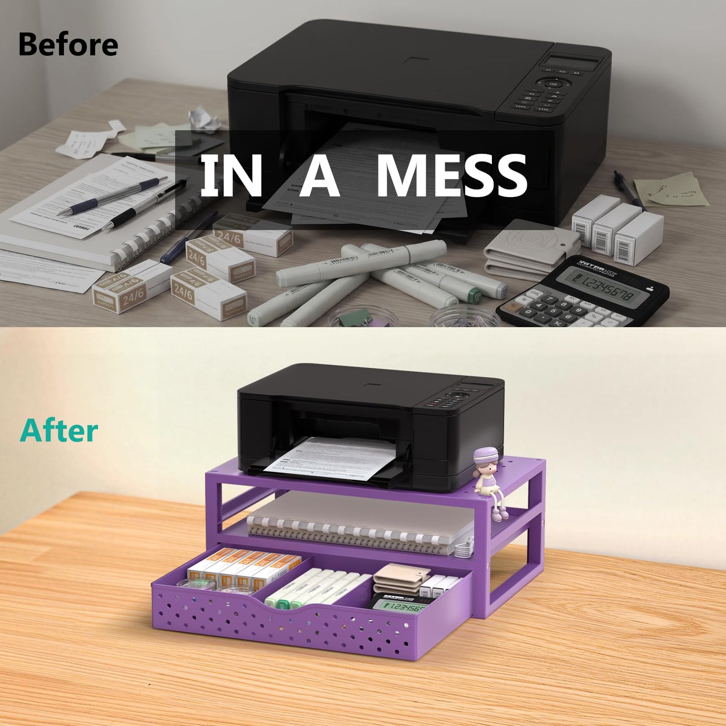 WALI Desk Organizer with Drawer,Computer Monitor Stand with Storage, Desk Organizers and