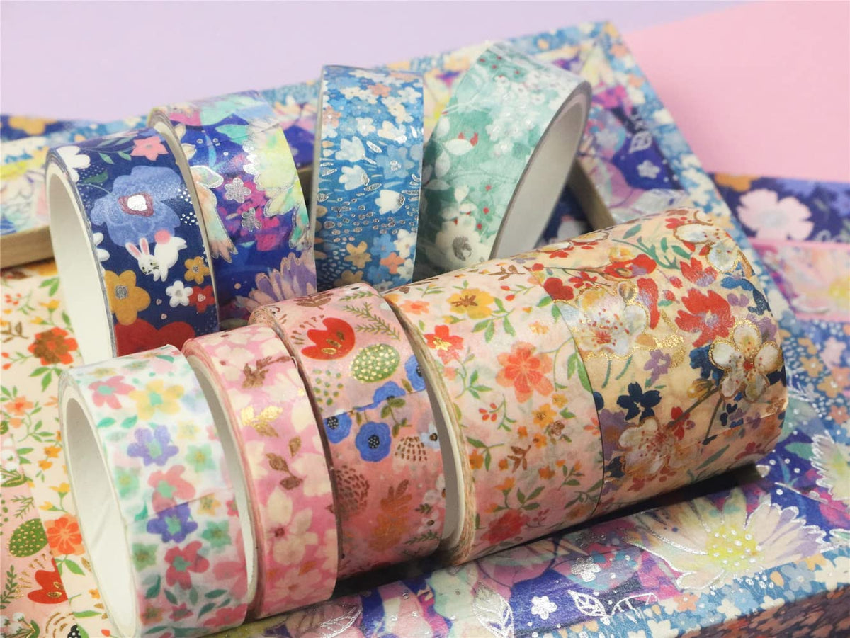 YUBBAEX Mystic Gold Washi Tape Set Wide Silver Foil Masking Tape Decorative for Arts, DIY Crafts