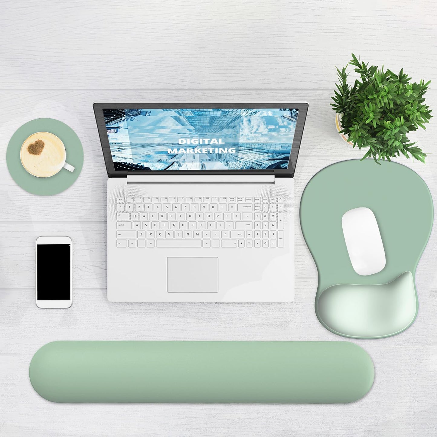 Ergonomic Mouse Pad with Wrist Rest and Keyboard Wrist Rest, Gel Mousepad